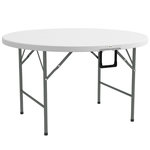OUTSUNNY Table pliante table de camping pliable table de jardin Ø 122 x 73H cm poignée acier époxy HDPE blanc
