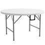 Voir la diapositive 1 : OUTSUNNY Table pliante table de camping pliable table de jardin Ø 122 x 73H cm poignée acier époxy HDPE blanc