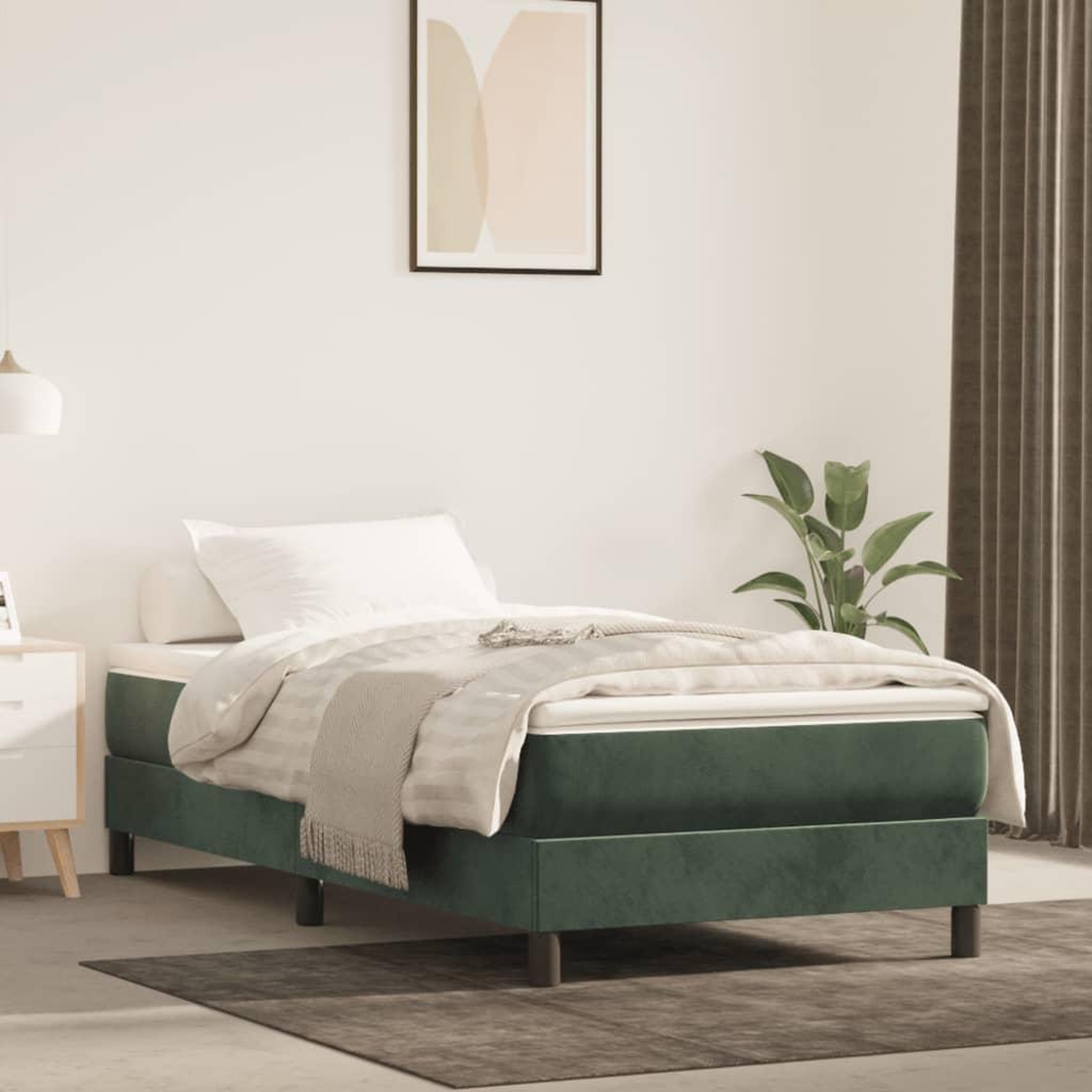 VIDAXL Cadre de lit sans matelas vert fonce 100x200 cm velours