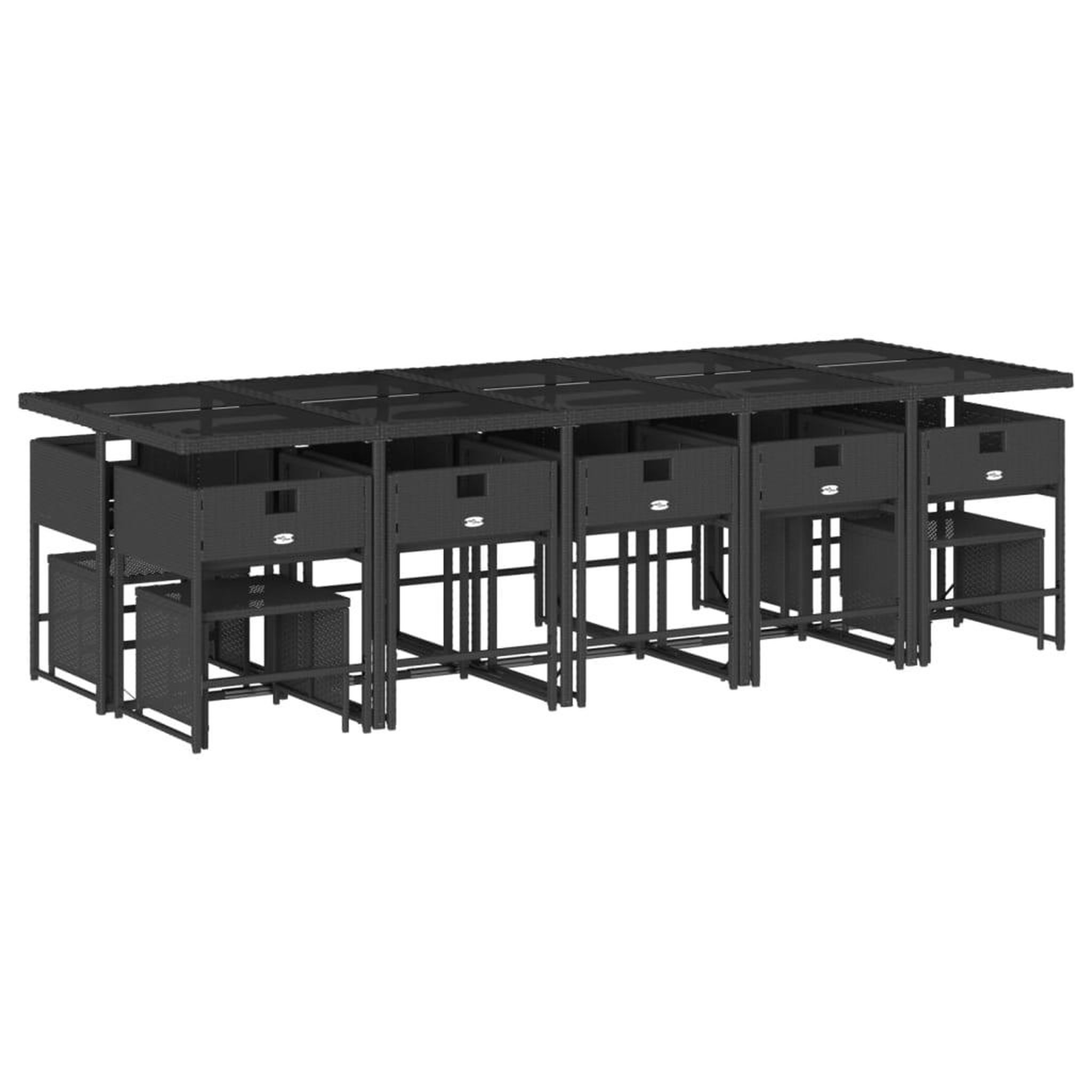 Voir la diapositive 4 : VIDAXL Ensemble a manger de jardin 15 pcs coussins noir resine tressee