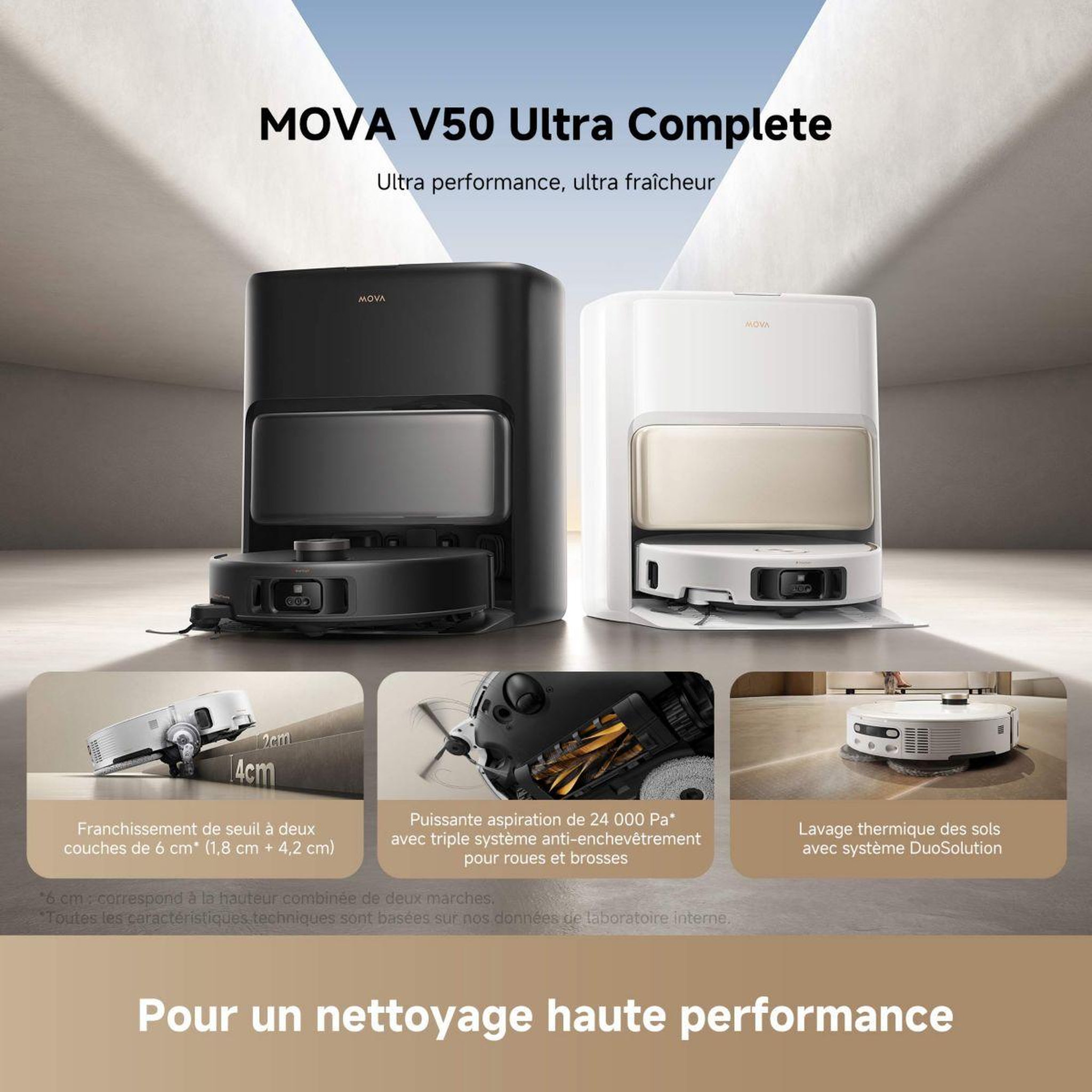 Voir la diapositive 3 : MOVA Robot aspirateur laveur v50 ultra complete