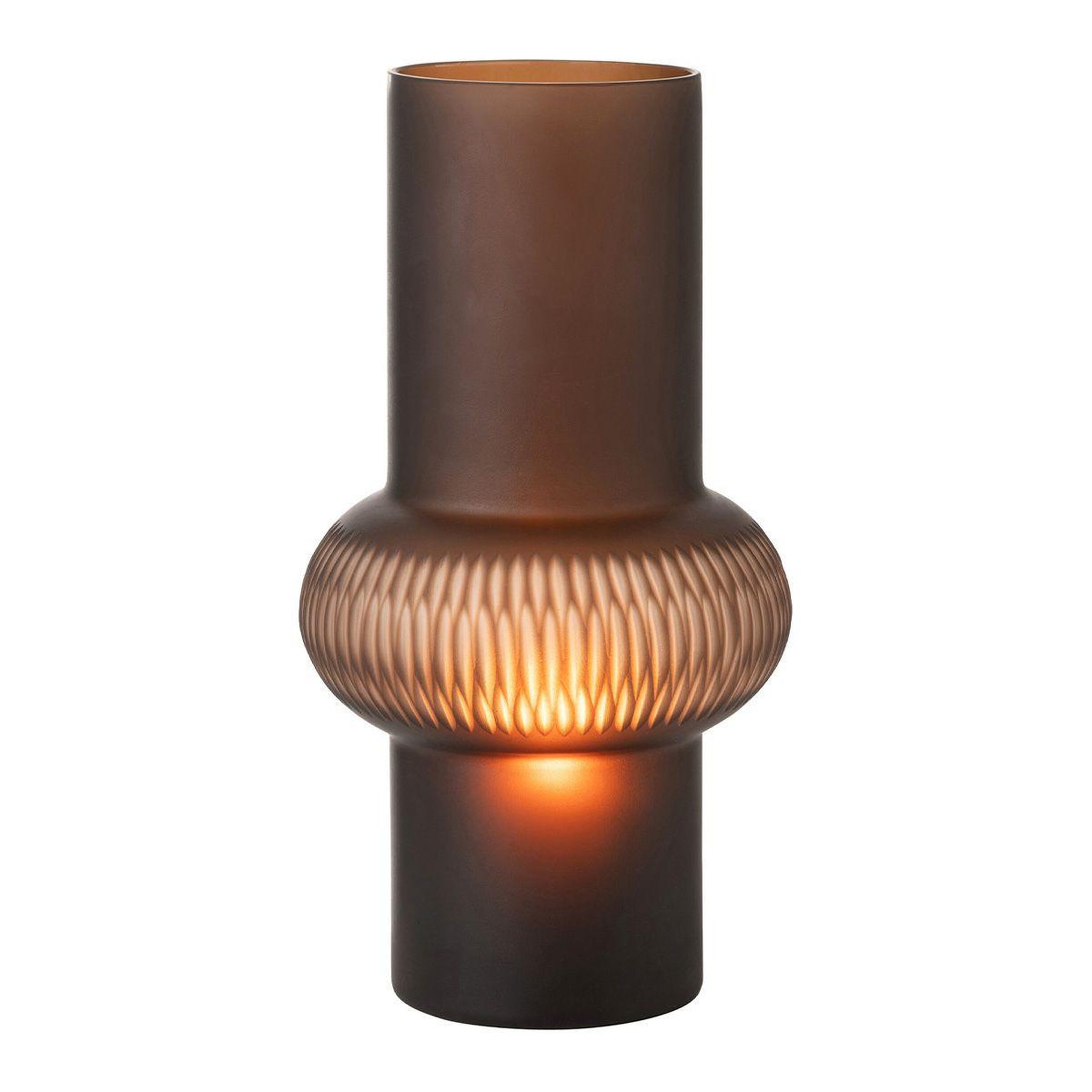 Voir la diapositive 2 : J-LINE Vase design ligne & boule  octave  35cm marron