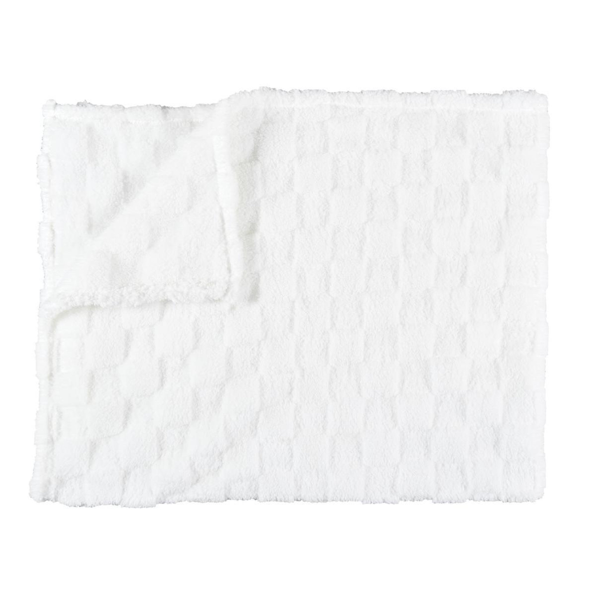 The Home Deco Factory Plaid en flanelle  damier  120x150cm blanc