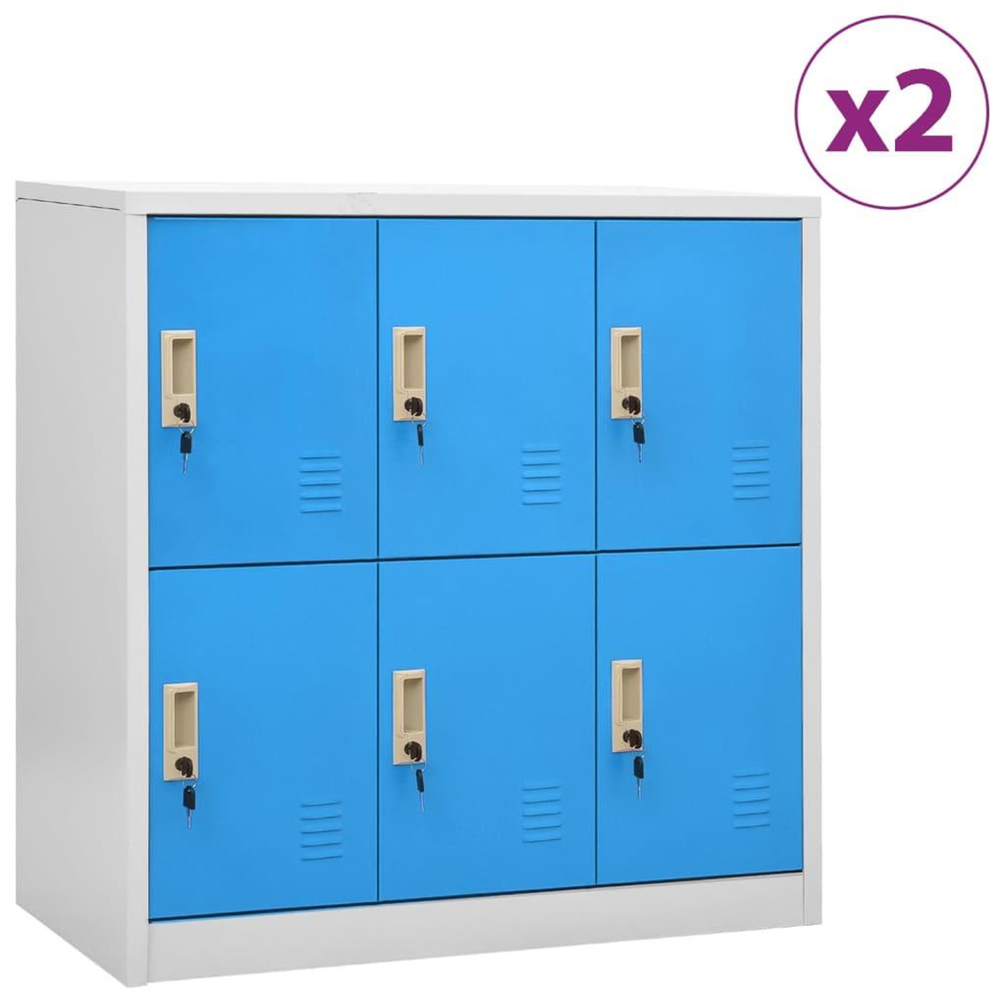 Voir la diapositive 1 : VIDAXL Armoires a casiers 2 pcs Gris clair et bleu 90x45x92,5 cm Acier
