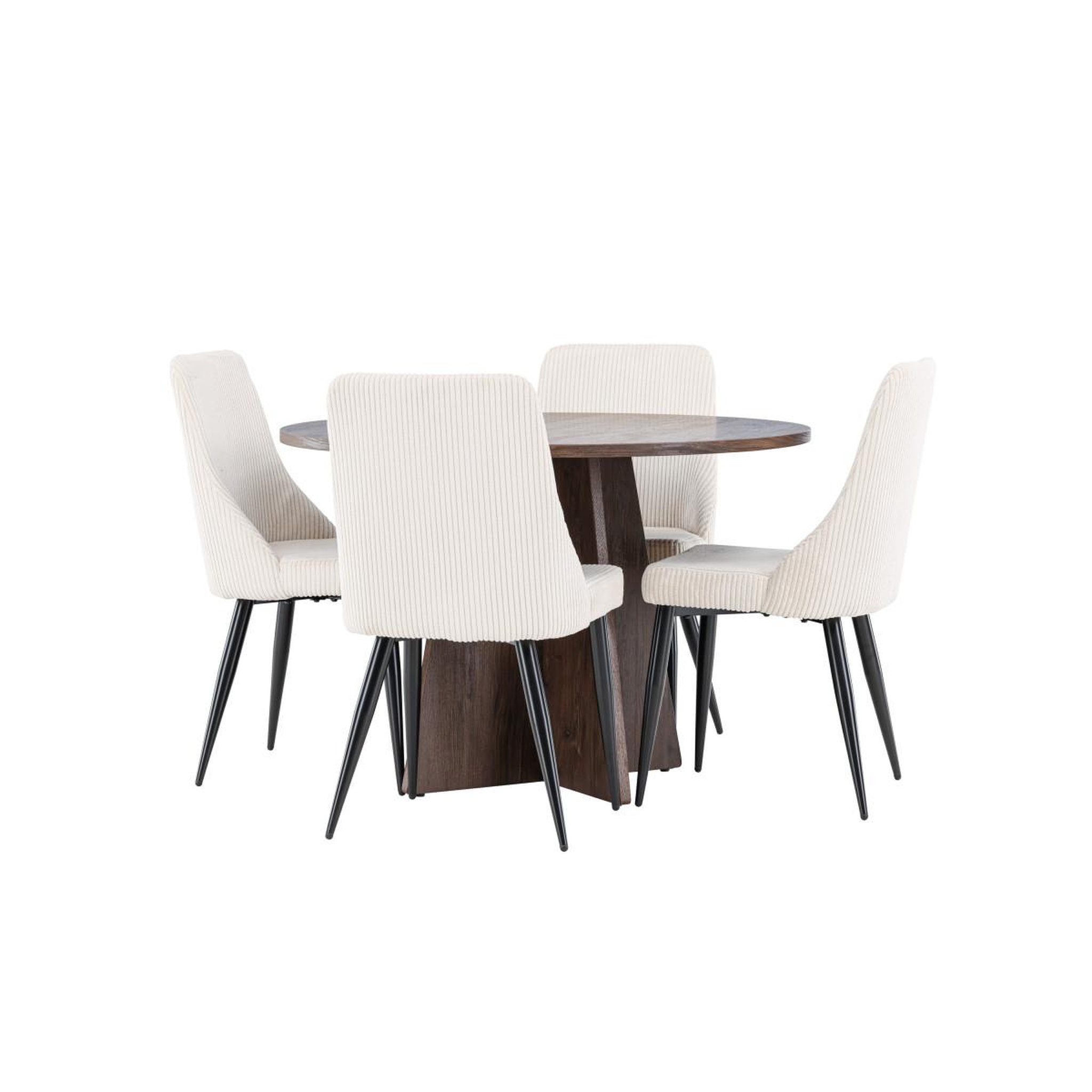Voir la diapositive 3 : Paris Prix Ensemble table à manger & 4 chaises  bootcut & leone  110cm moka & beige