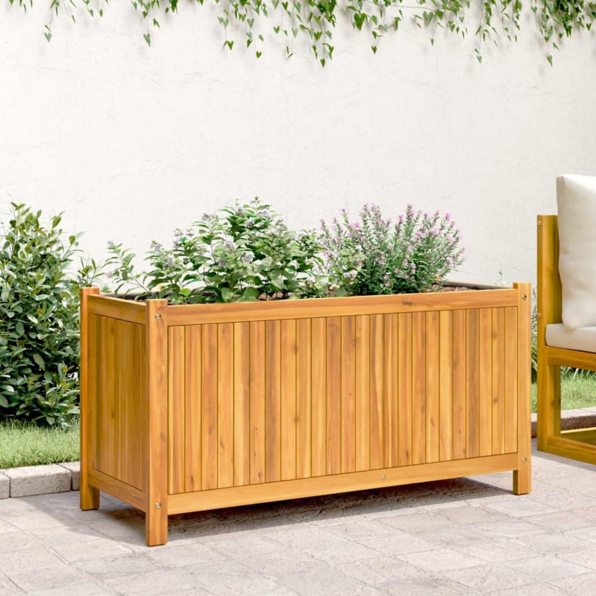 VIDAXL Jardiniere avec doublure 99,5x38x50 cm bois massif d'acacia