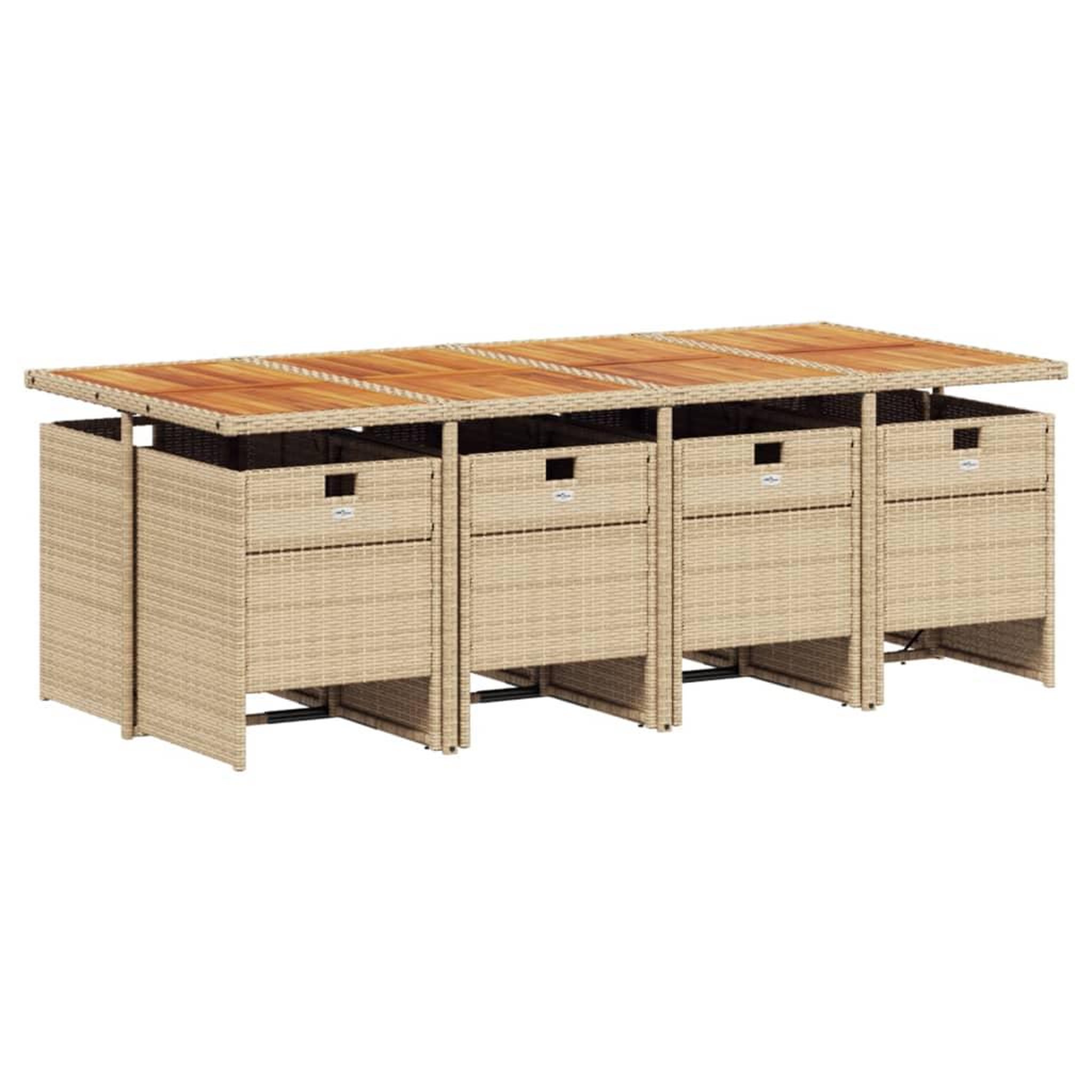 Voir la diapositive 3 : VIDAXL Ensemble a manger de jardin et coussins 9 pcs beige Poly rotin