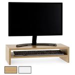 IDIMEX Réhausseur d'écran CONNECT avec 1 étagère, en bois. Coloris disponibles : Marron, Blanc