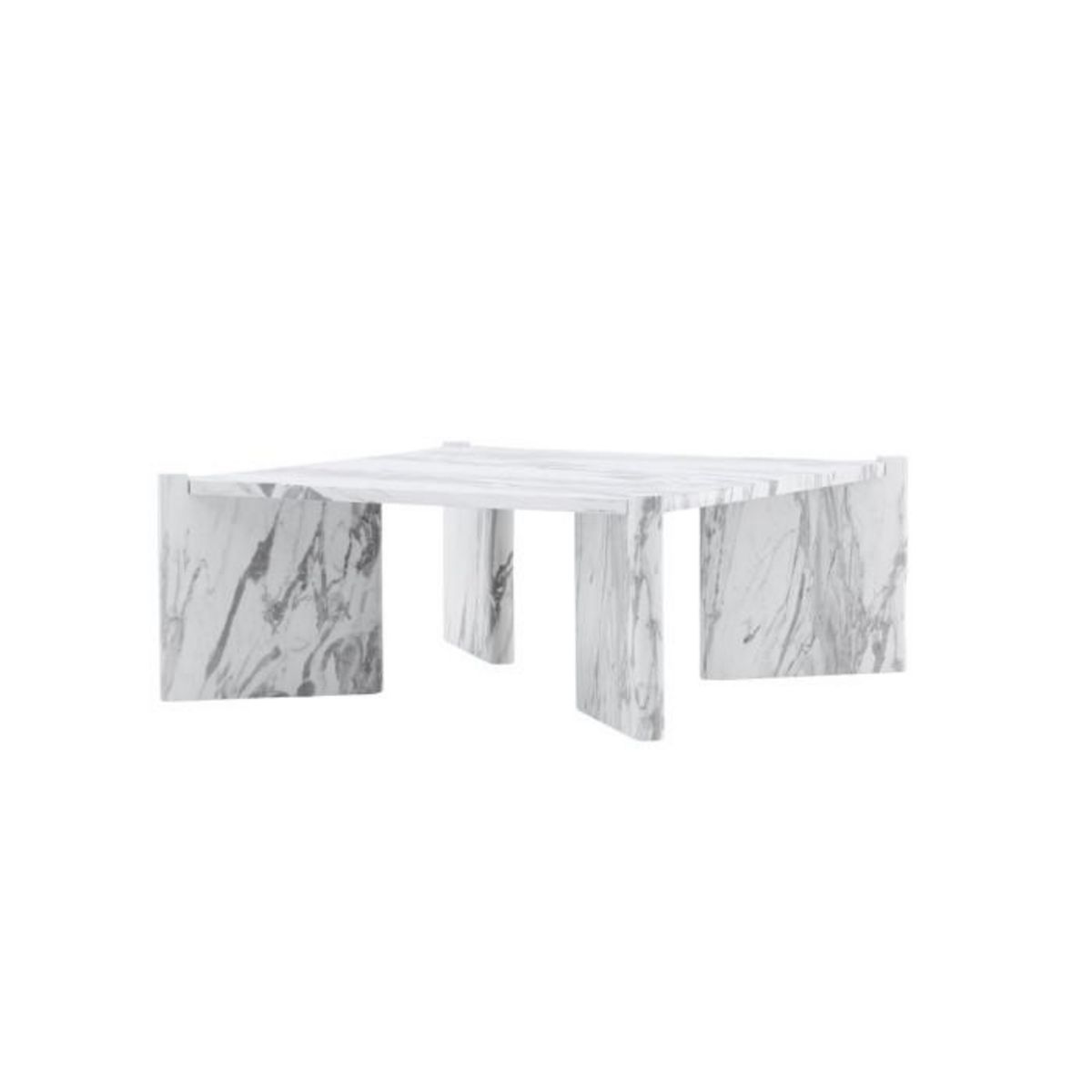 Paris Prix Table Basse Effet Marbre  Rogaland  100cm Blanc