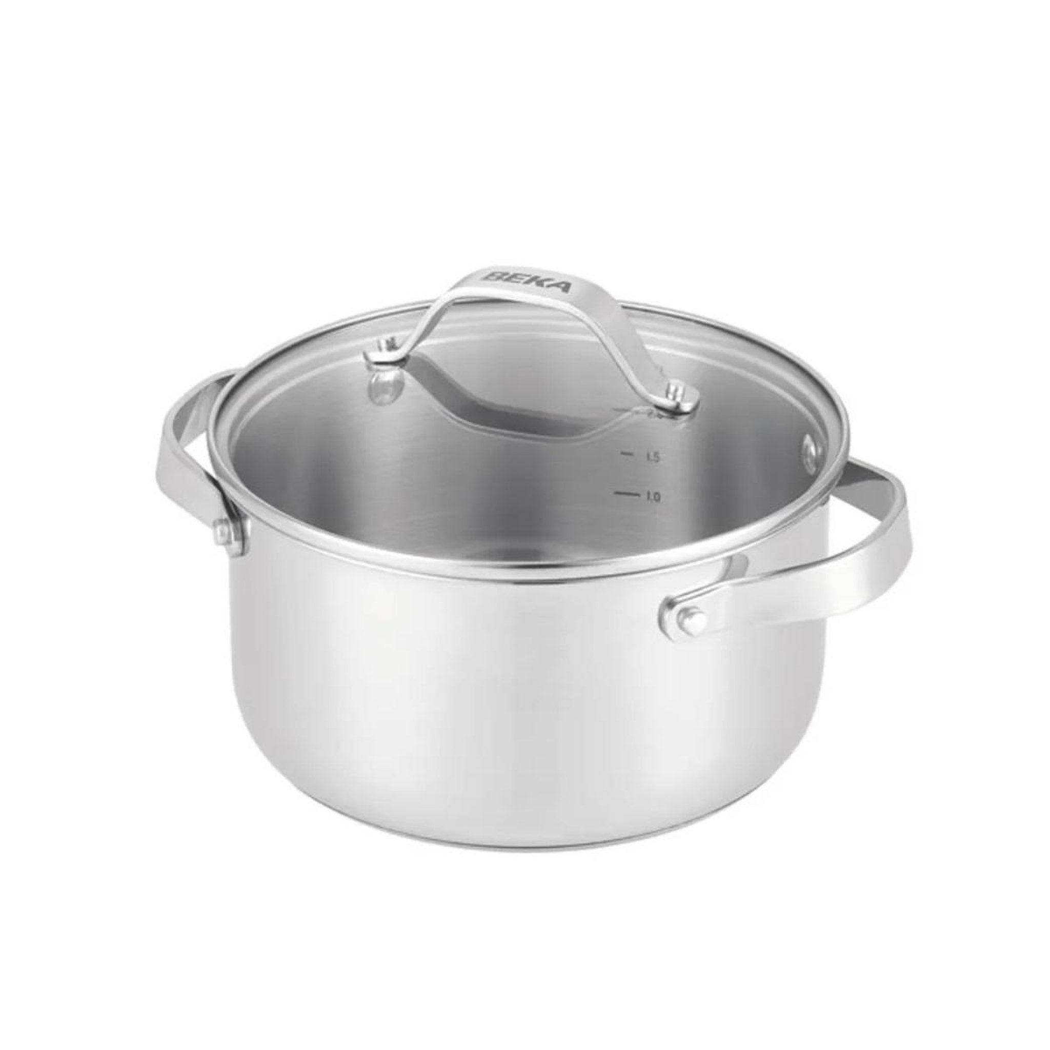 Voir la diapositive 2 : Beka Faitout inox 24cm avec couvercle en verre - 101034