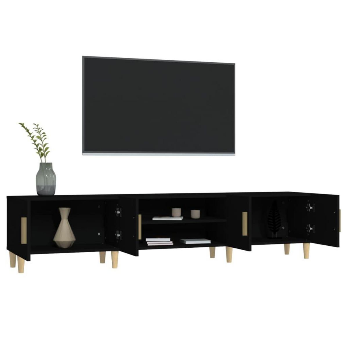 VIDAXL Meuble TV noir 180x31,5x40 cm bois d'ingenierie