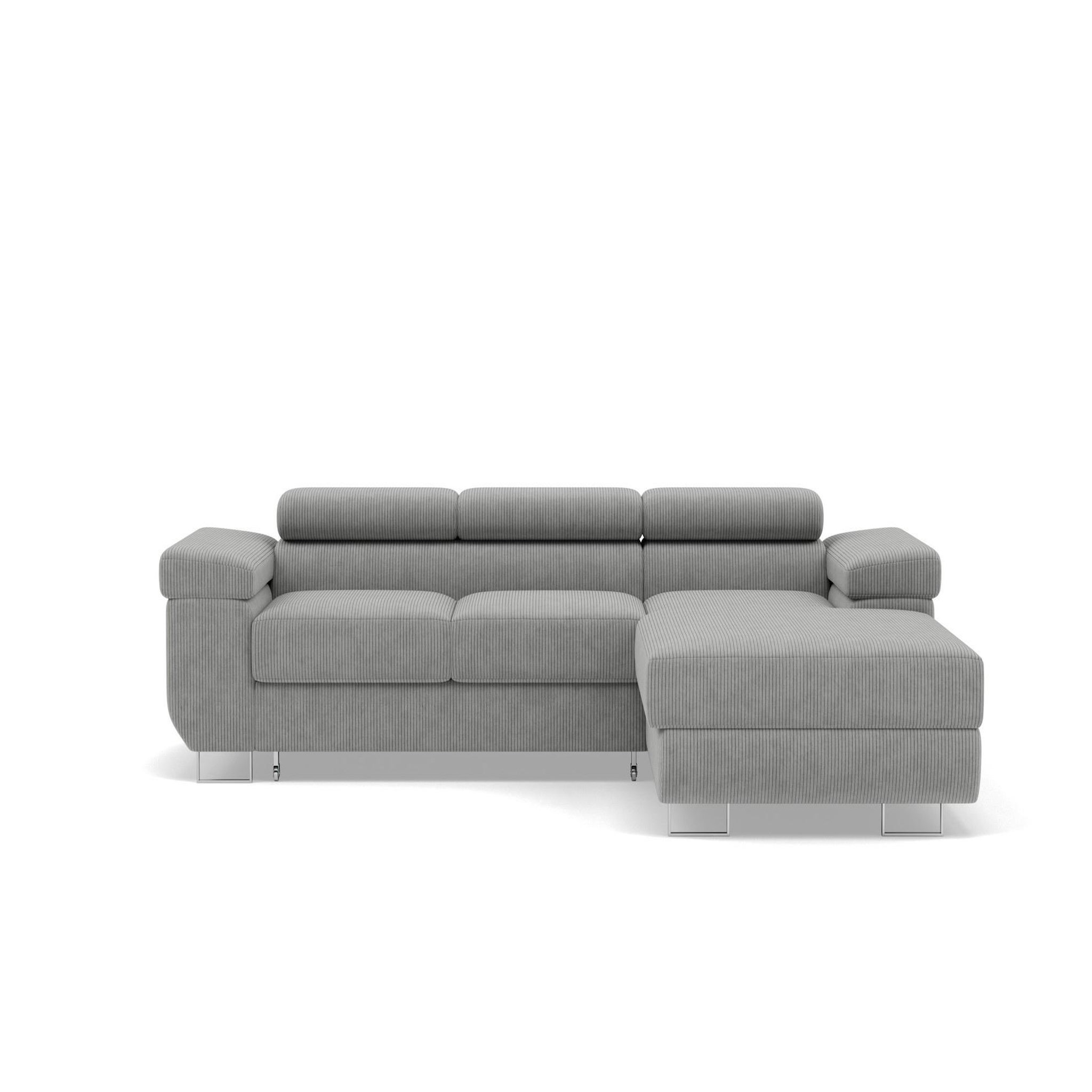 Voir la diapositive 1 : BEST MOBILIER Pablo - canapé d'angle droit - 6 places - convertible avec coffre et têtières réglables - en velours côtelé