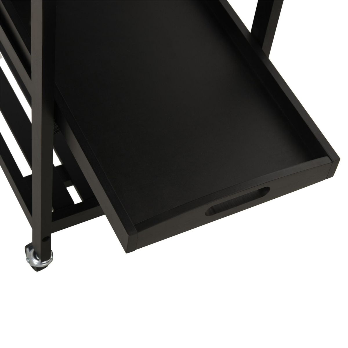 HOMCOM HOMCOM Chariot de service desserte de cuisine à roulettes multi-rangements 60L x 40l x 85H cm plateau acier inox. MDF pin noir