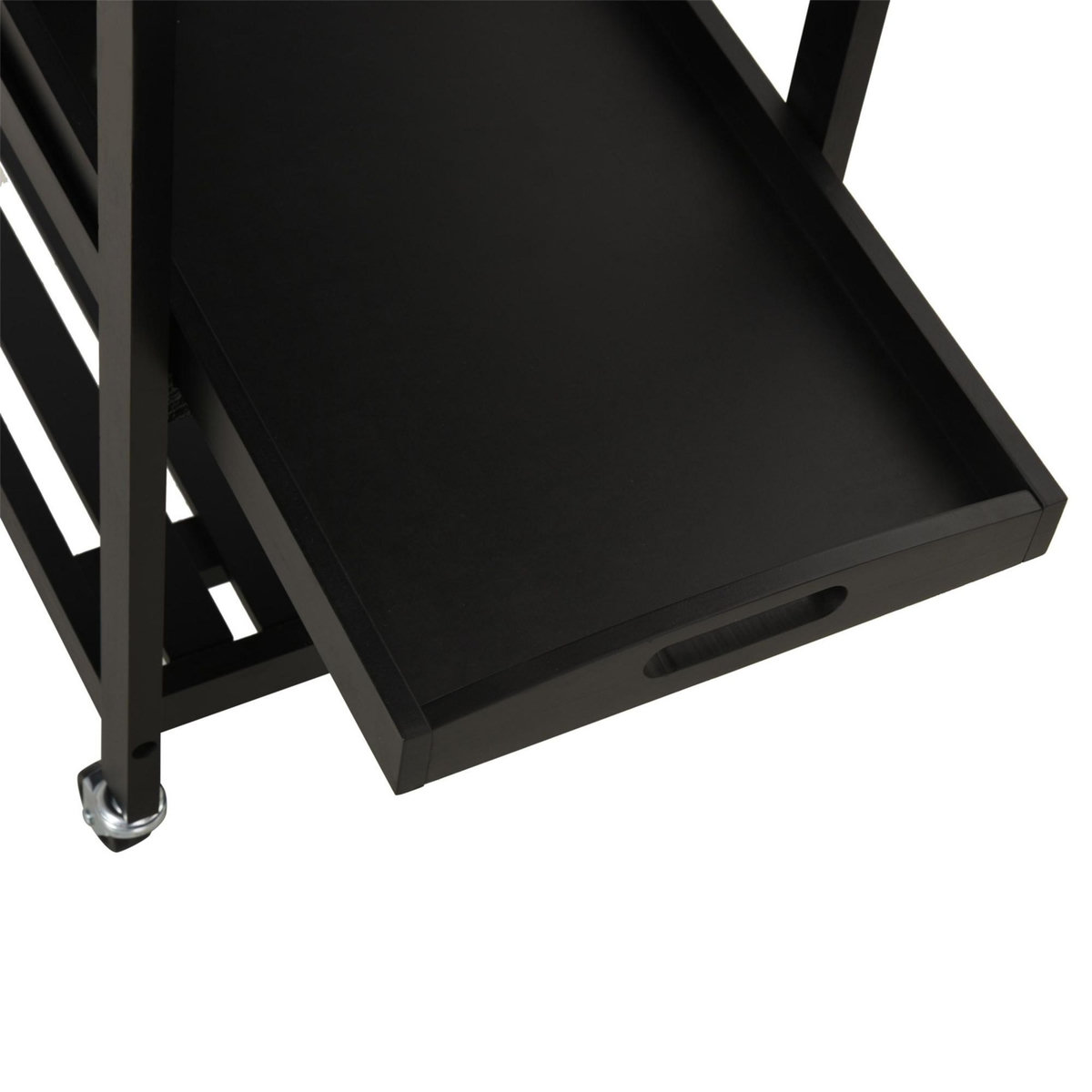 HOMCOM HOMCOM Chariot de service desserte de cuisine à roulettes multi-rangements 60L x 40l x 85H cm plateau acier inox. MDF pin noir