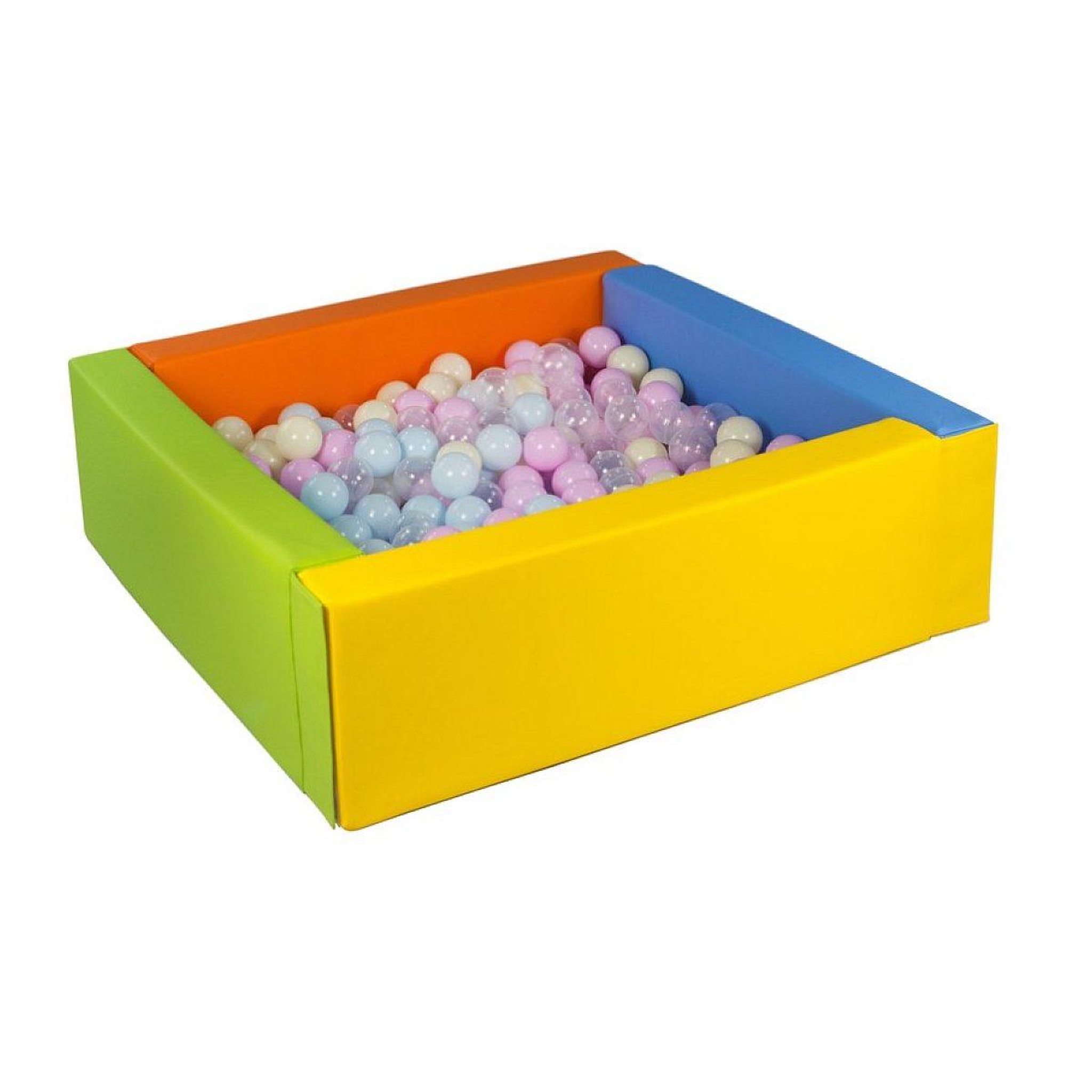 VELINDA Piscine à balles carrée 300 balles - rose pastel bleu pastel jaune pastel