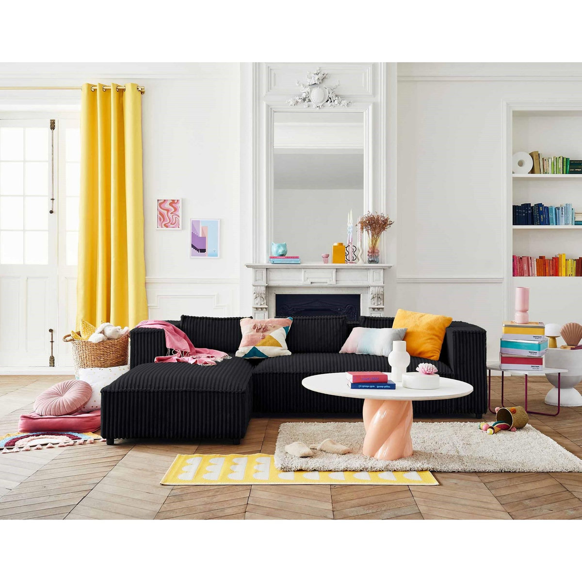 LISA DESIGN Stella - canapé d'angle gauche - 4 places - en velours côtelé grosses côtes