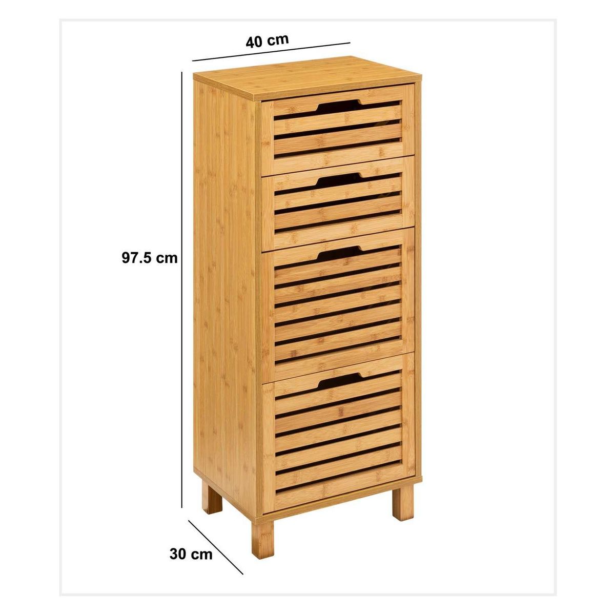 FIVE Meuble 4 tiroirs en bambou SICELA - Marron