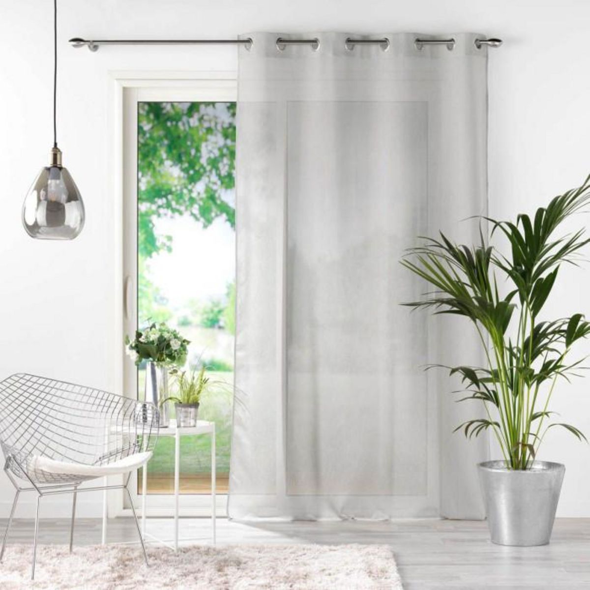 Paris Prix Rideau Voilage à Œillets  Selena  140x240cm Gris