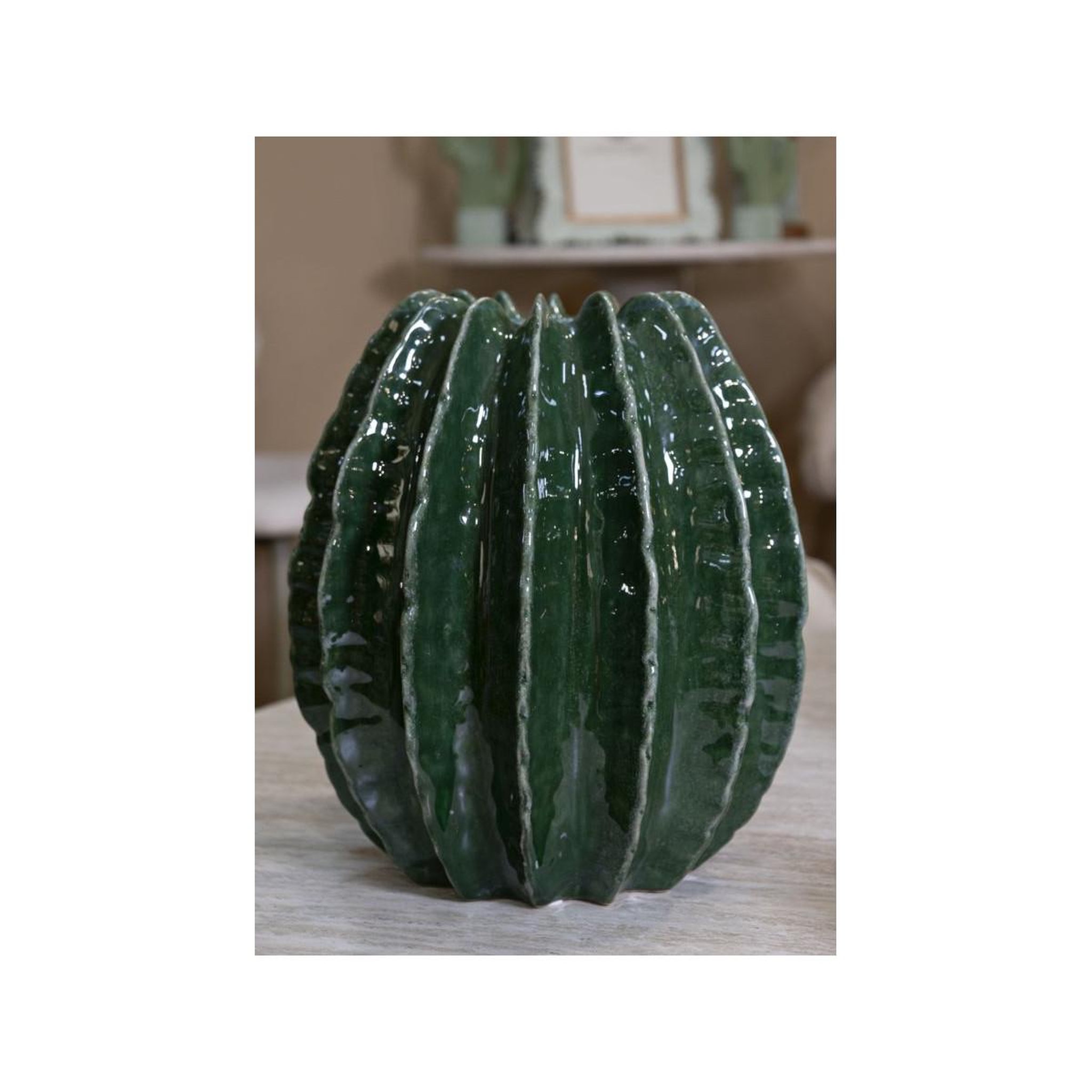 Voir la diapositive 4 : Paris Prix Vase déco en céramique  cactus  31cm vert