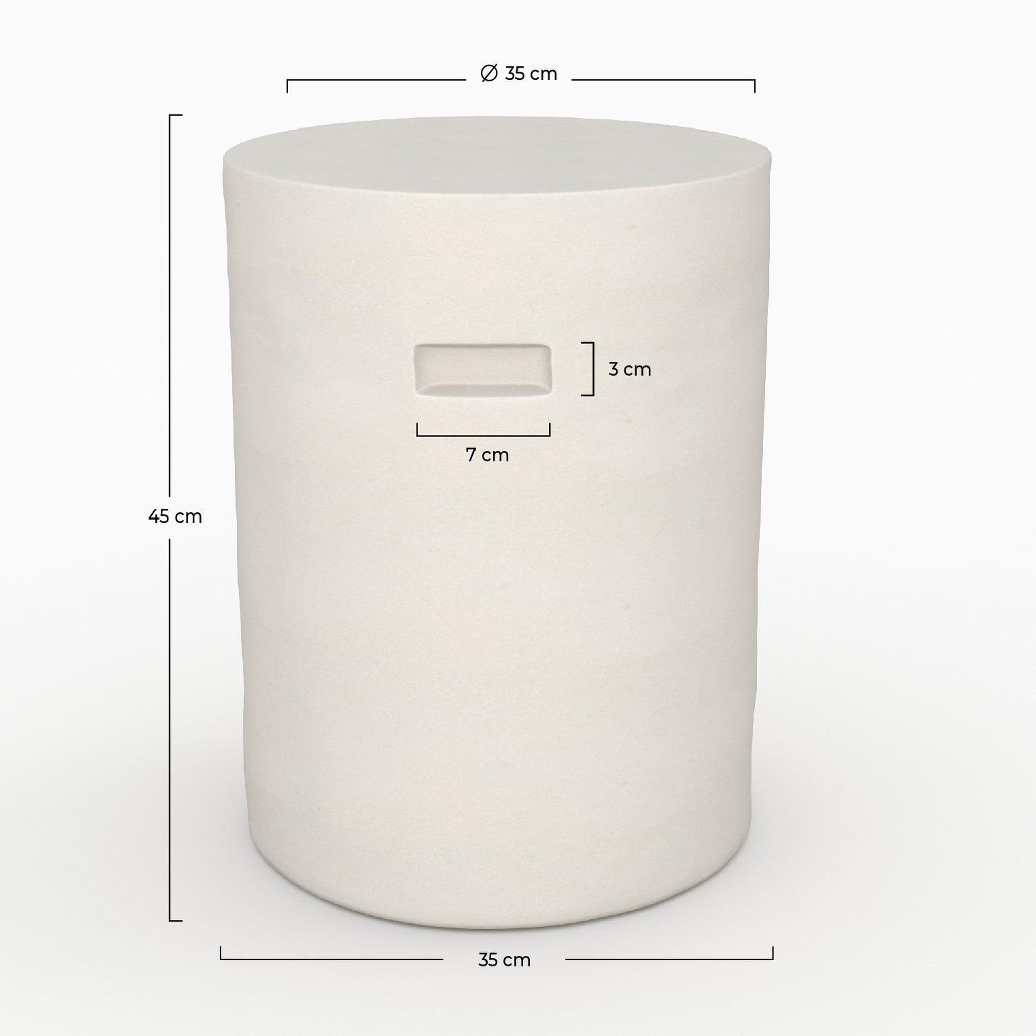 Voir la diapositive 4 : MAISON PAVANE Table d'appoint ronde blanche en fibre d'argile effet béton d35 cm-santorini