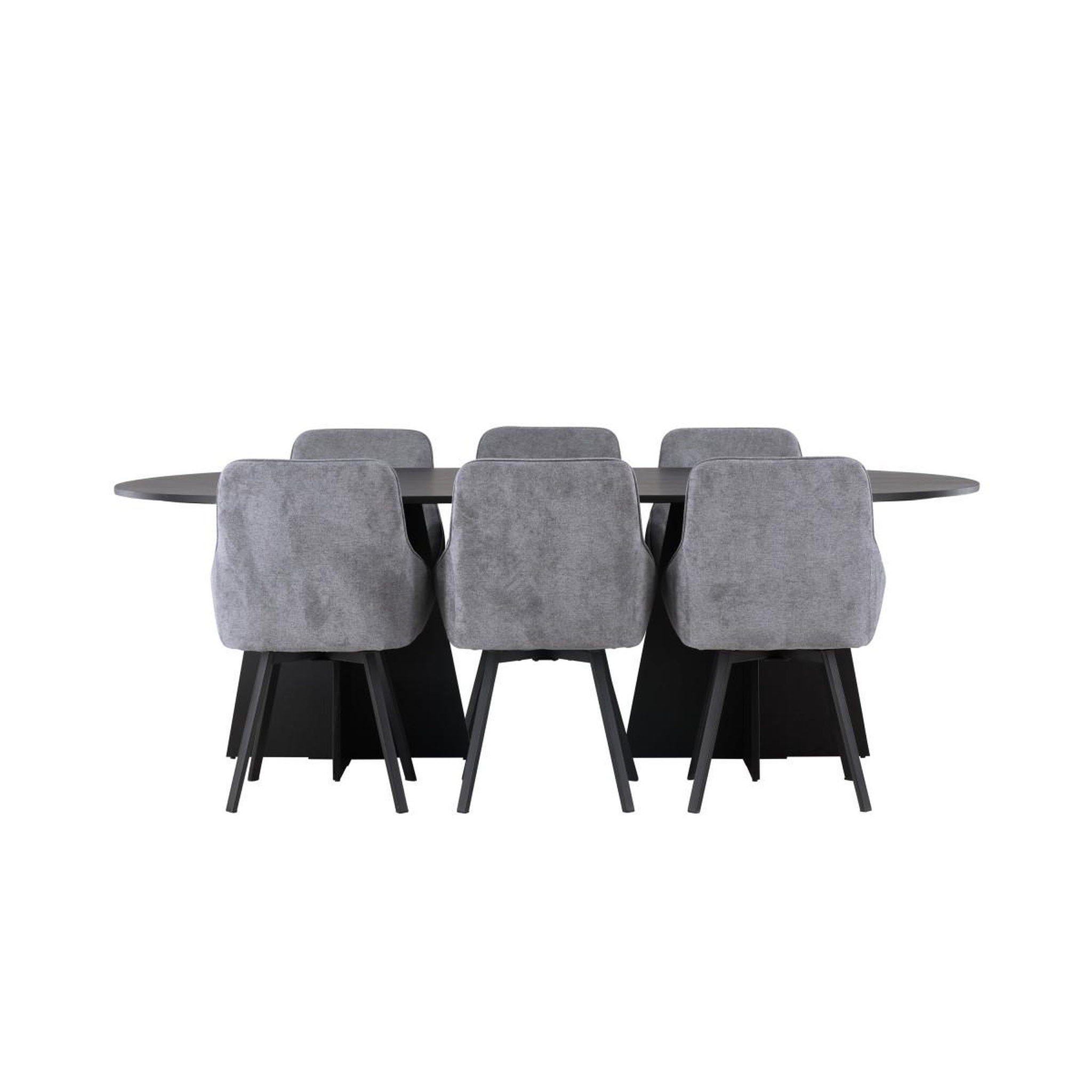 Voir la diapositive 2 : Paris Prix Ensemble table à manger & 6 chaises  bootcut & rosie  230cm noir & gris