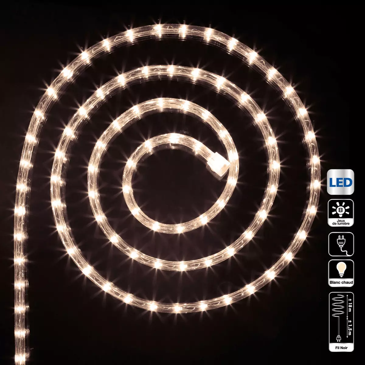 FEERIC LIGHT & CHRISTMAS Guirlande tube LED d'extérieur - 18 m. - Blanc chaud