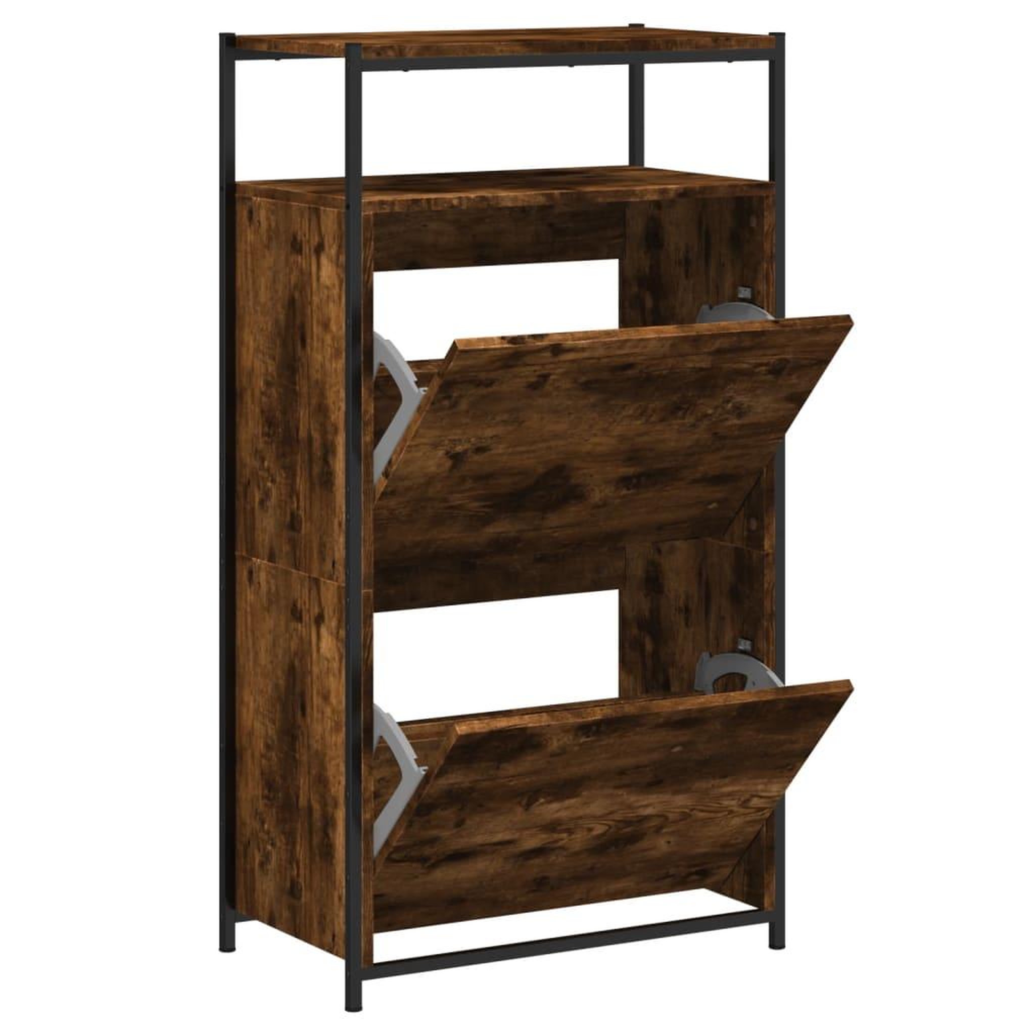 Voir la diapositive 2 : VIDAXL Armoire a chaussures chene fume 60x34x112 cm bois d'ingenierie