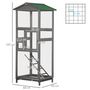 Voir la diapositive 3 : PAWHUT Cage à oiseaux volière grande taille 2 portes toit asphalte tiroir amovible bois gris