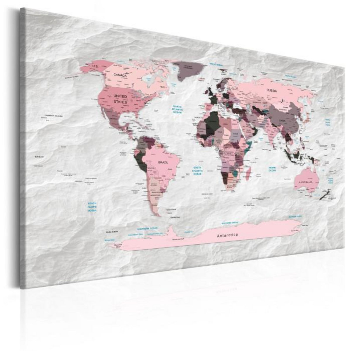 Paris Prix Tableau Imprimé  World Map : Pink Continents