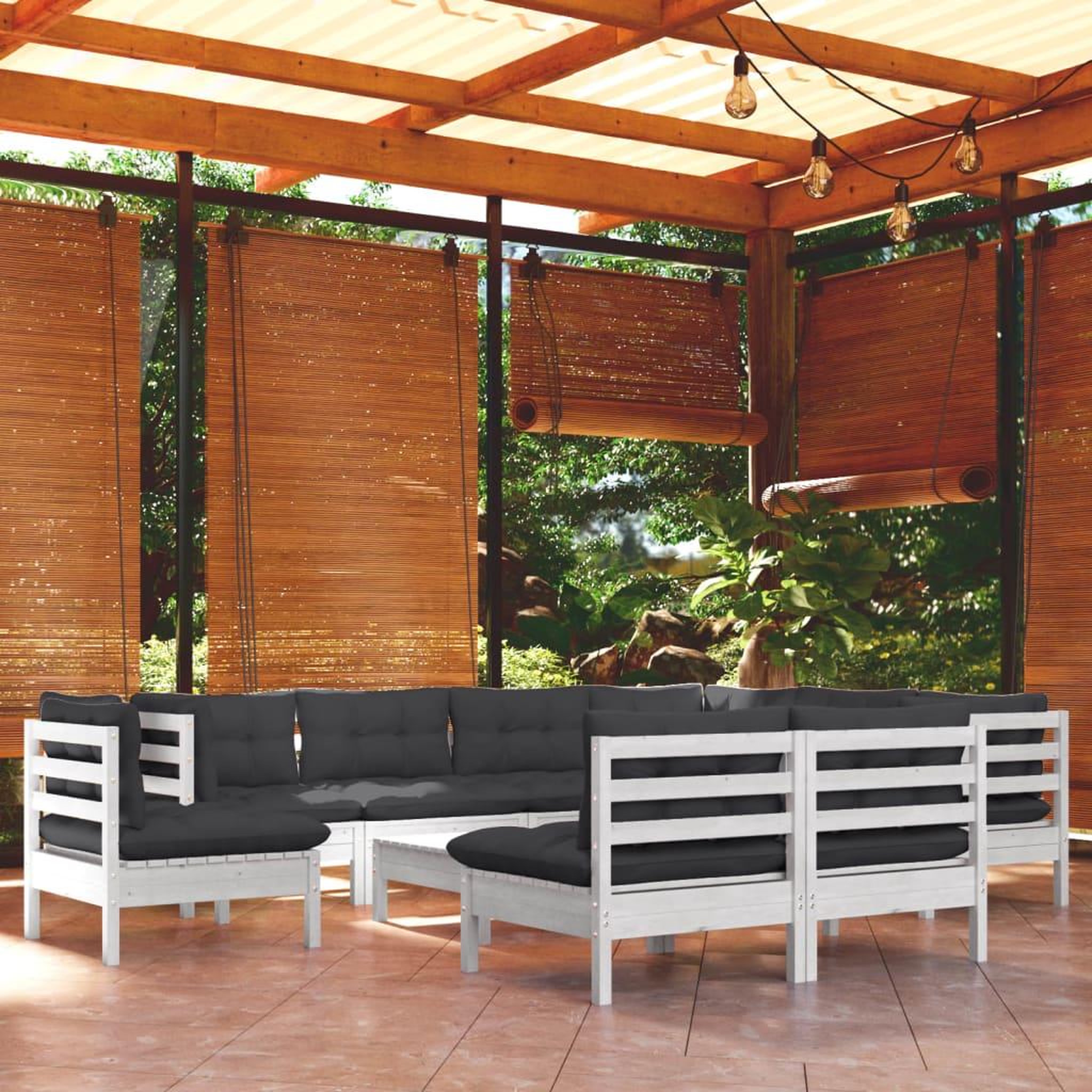 VIDAXL Salon de jardin 10 pcs avec coussins blanc bois de pin massif