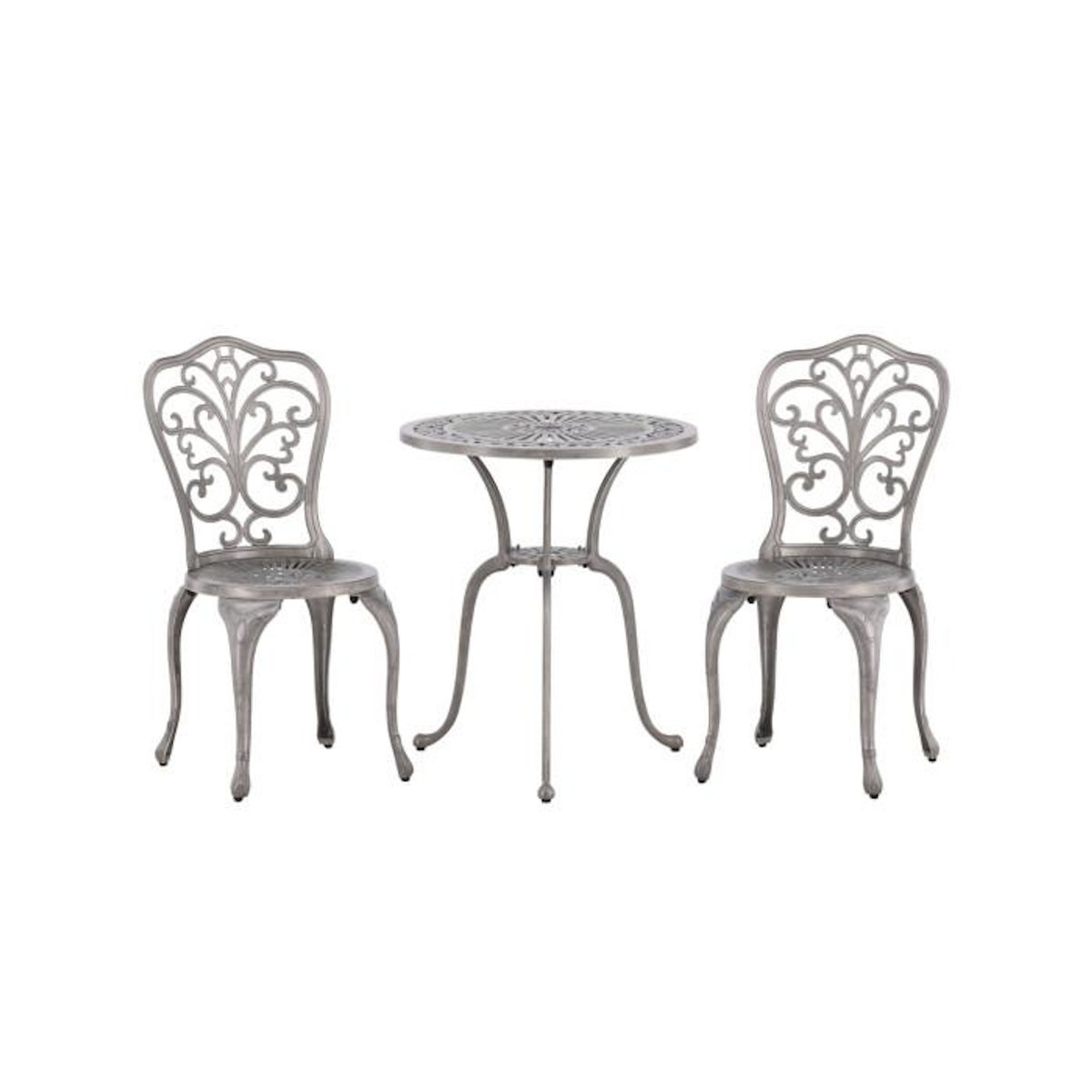 Paris Prix Ensemble Table de Jardin & 2 Chaises  Nandin  73cm Argent