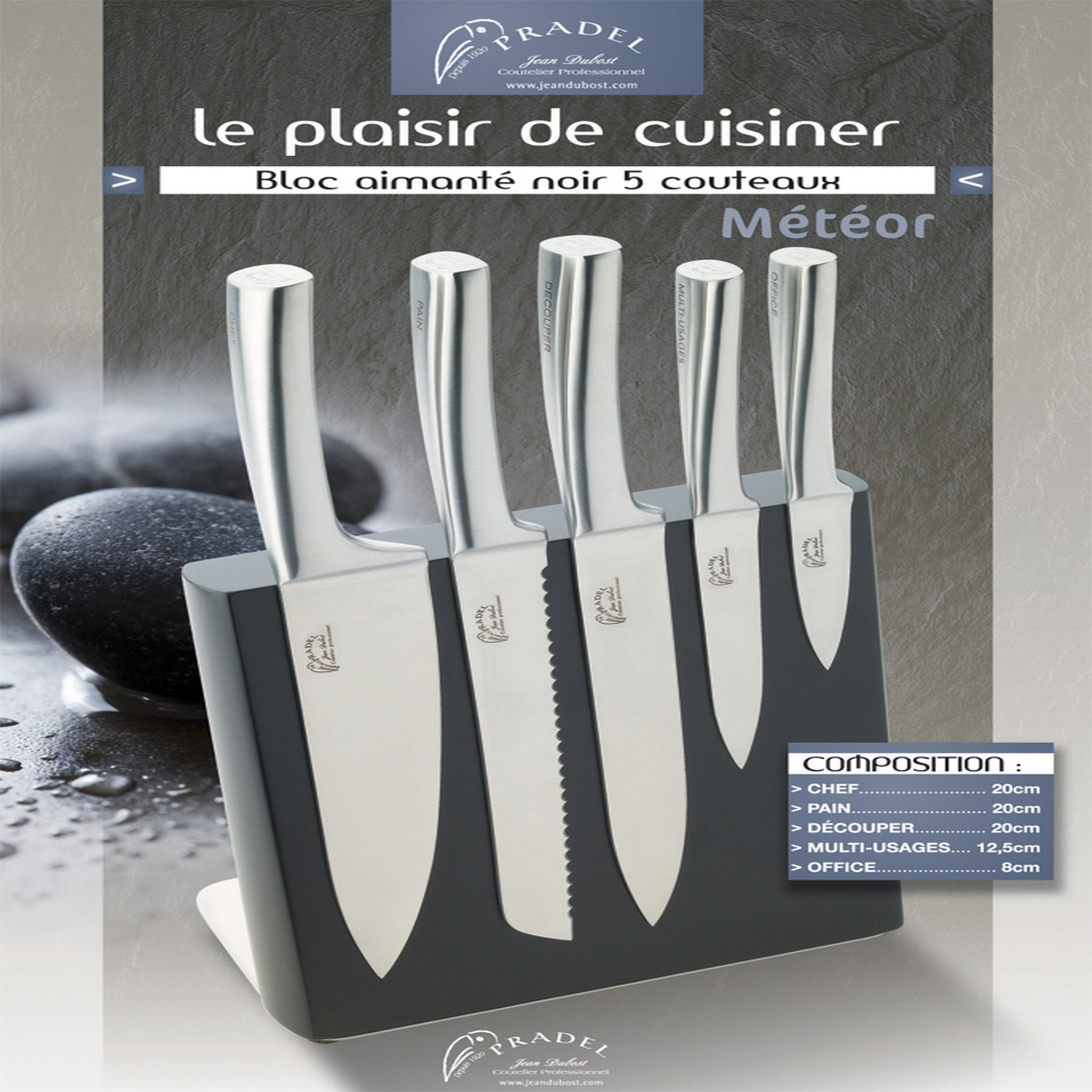 Voir la diapositive 2 : PRADEL Bloc bambou façade aimantée 5 couteaux METEOR