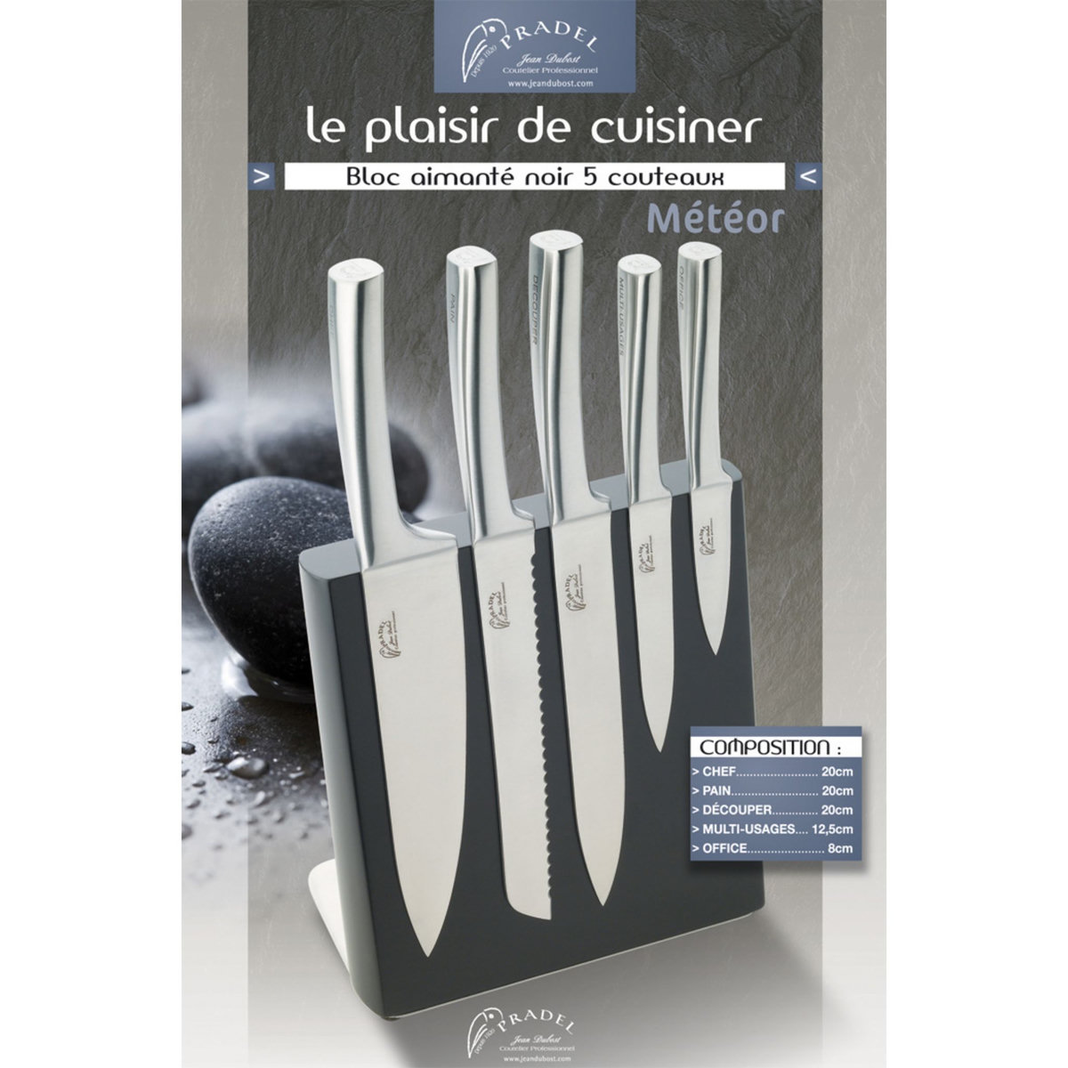 PRADEL Bloc bambou façade aimantée 5 couteaux METEOR