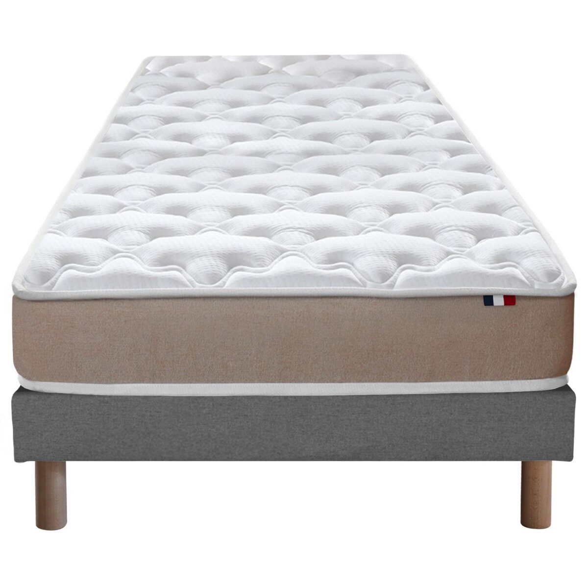IDLITERIE Ensemble Matelas Mousse Haute Résilience ESSENCE + Latex 3 zones +Sommier - Made in France