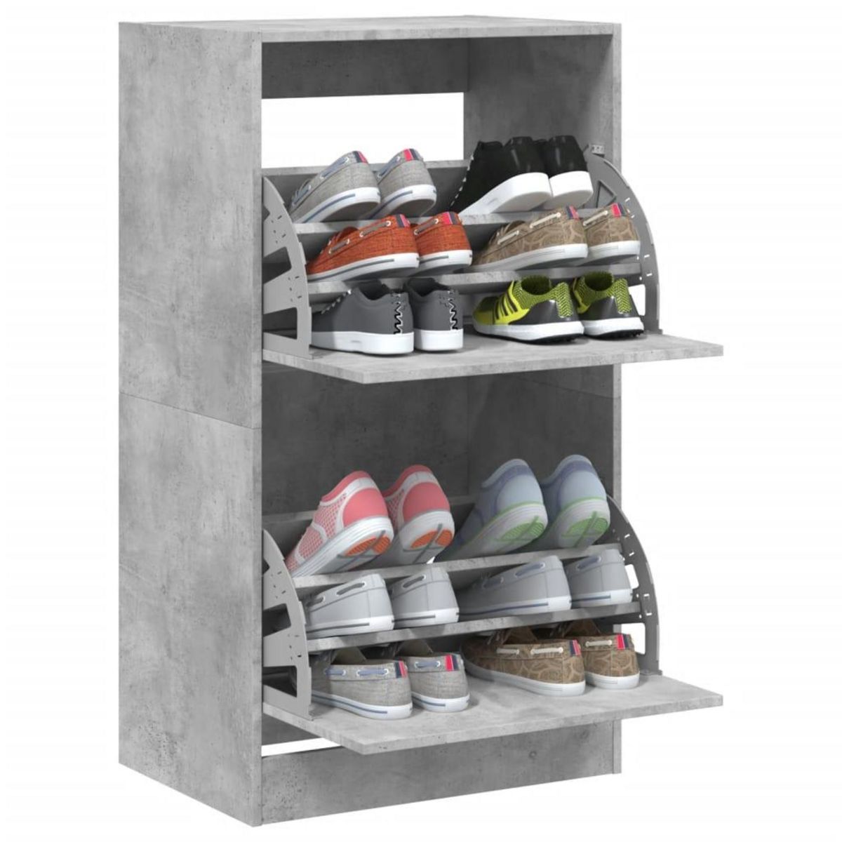 VIDAXL Armoire a chaussures 2 tiroirs rabattables gris beton
