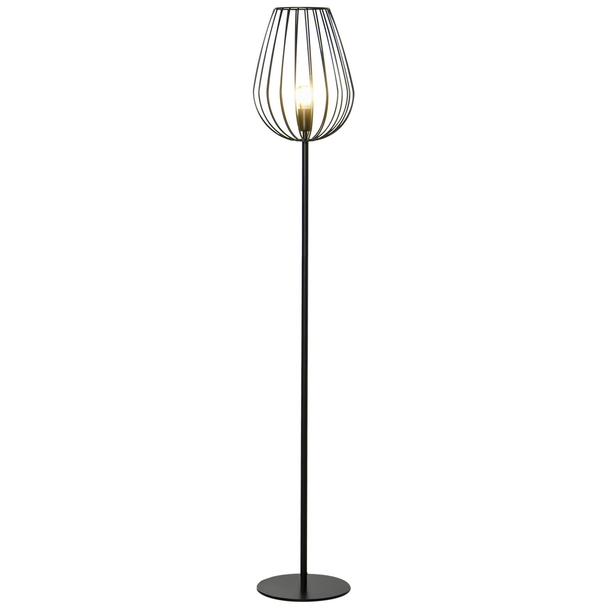 Voir la diapositive 1 : HOMCOM Lampadaire design industriel metal filaire ampoule E27 40 W max. 27,5 x 27,5 x 159 cm noir