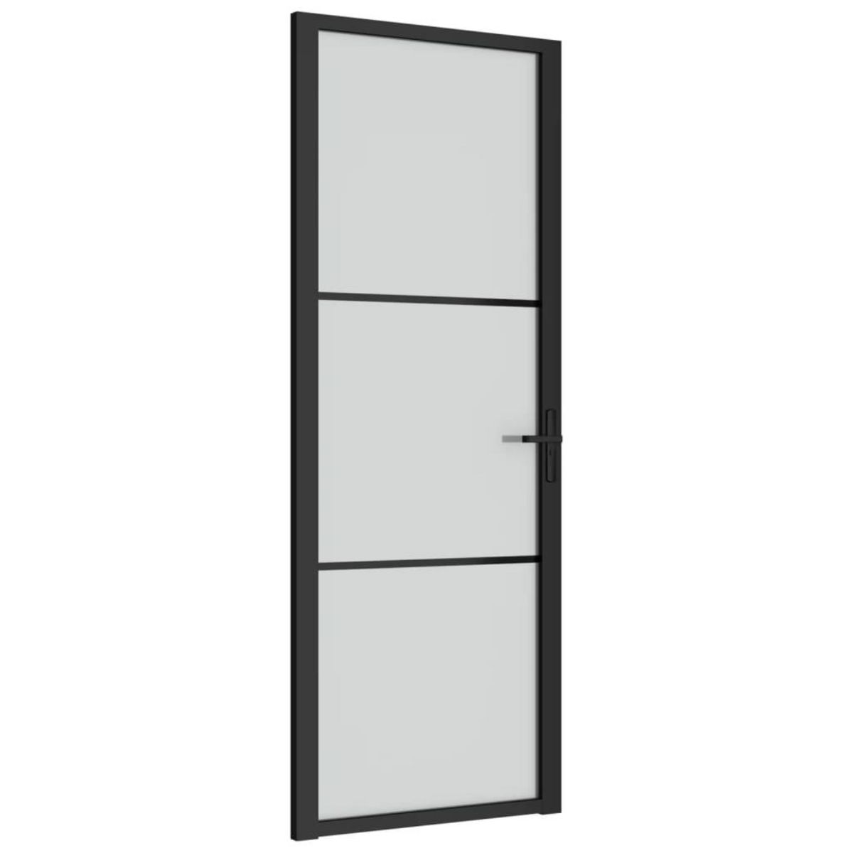 VIDAXL Porte interieure 76x201,5 cm Noir Verre mat et aluminium