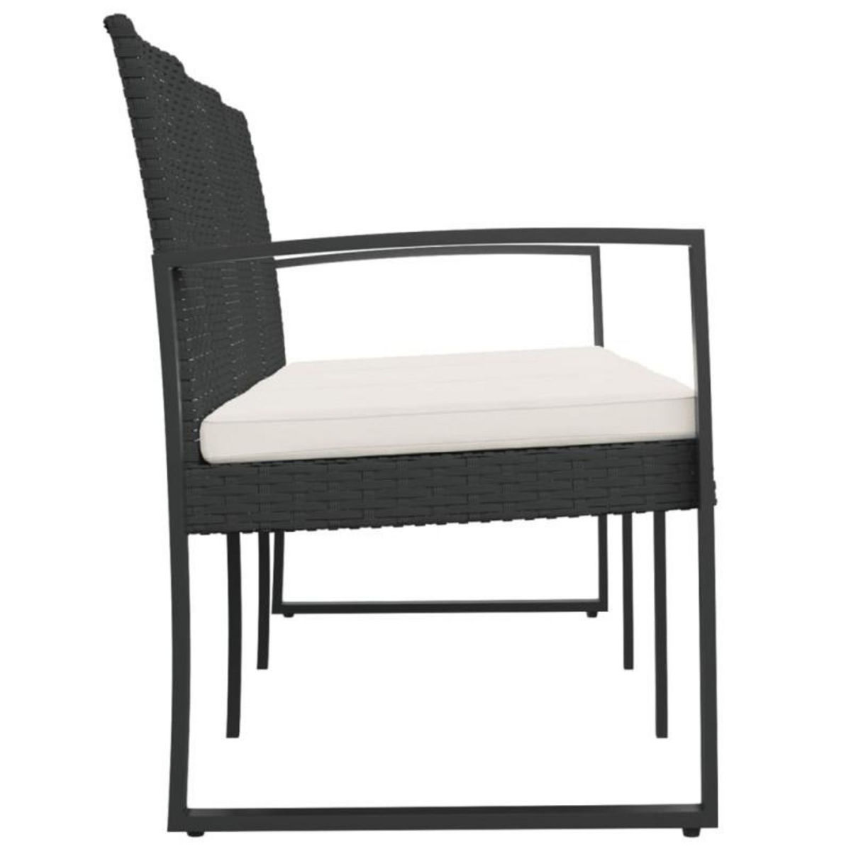 VIDAXL Banc de jardin à 3 places avec coussins noir rotin PP