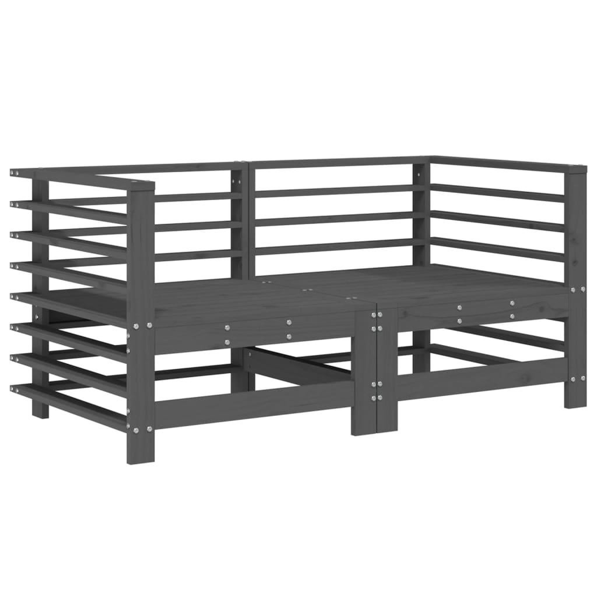 Voir la diapositive 2 : VIDAXL Canapes d'angle de jardin 2 pcs gris bois de pin massif