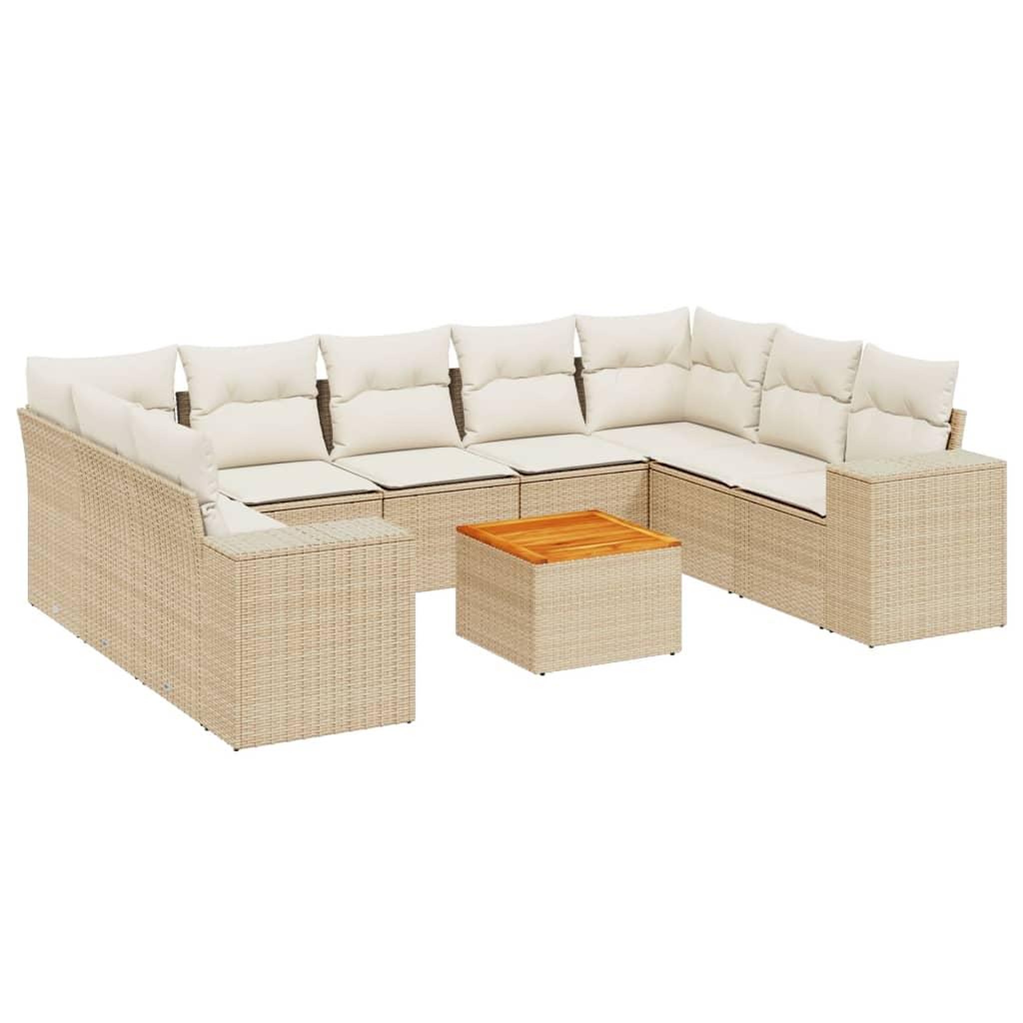 Voir la diapositive 2 : VIDAXL Salon de jardin avec coussins 10 pcs beige resine tressee