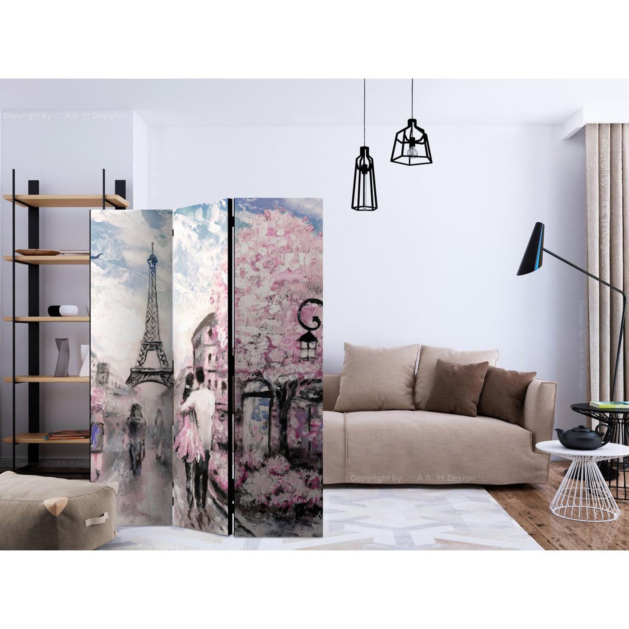 Voir la diapositive 2 : Paris Prix Paravent 3 volets  autumn sky  135x172cm