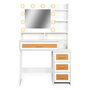 Voir la diapositive 2 : Paris Prix Coiffeuse 4 Tiroirs Avec Miroir LED  Rotina  143cm Blanc