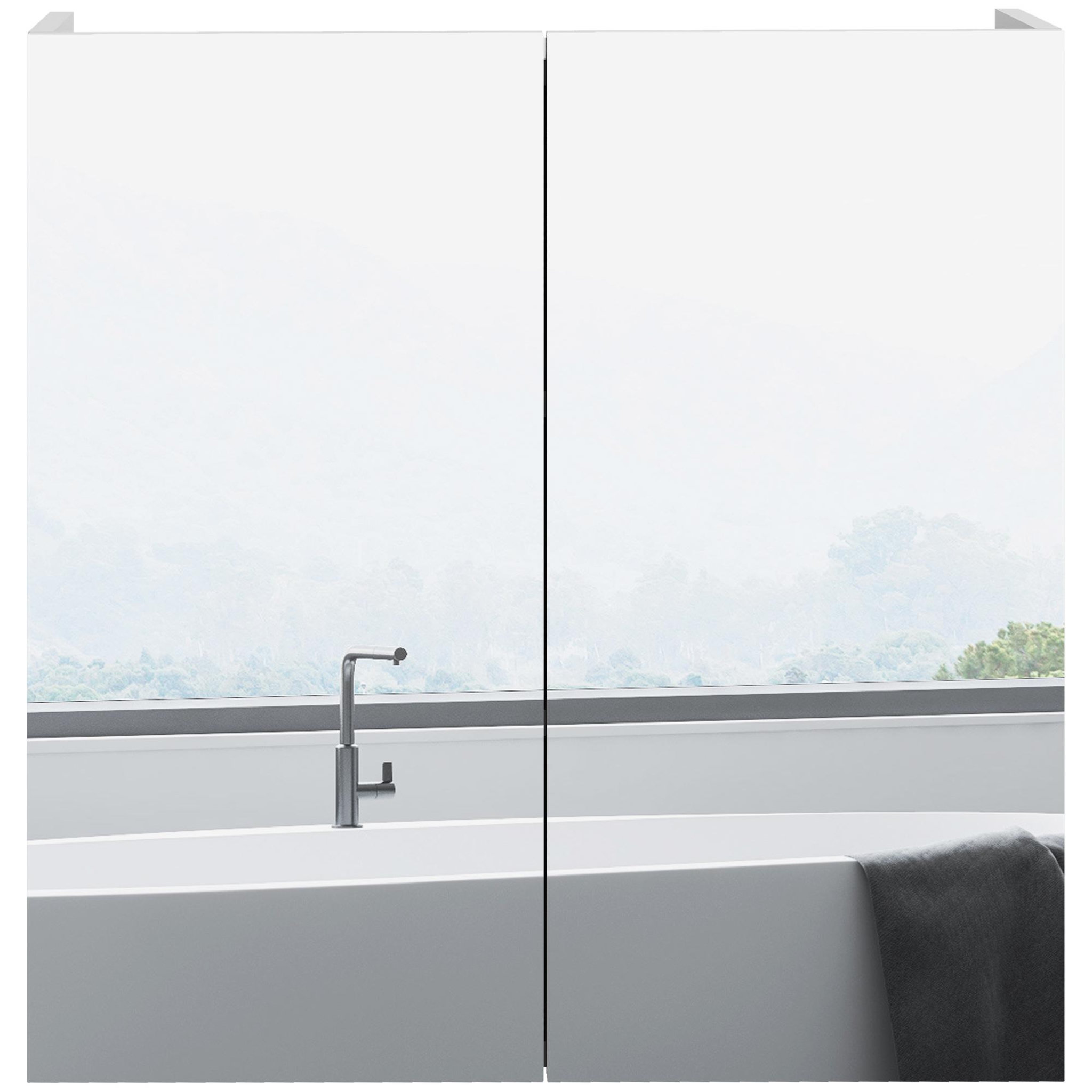 KLEANKIN Armoire miroir de salle de bain armoire murale double portes et étagères dim. 60l x 15l x 60h cm mdf blanc