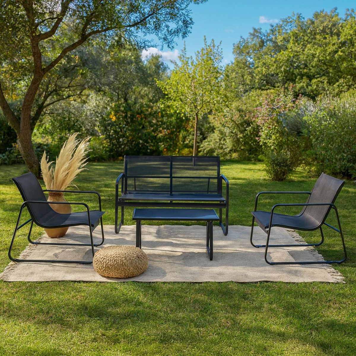 CONCEPT USINE Salon de jardin 4 places en métal SINTRA