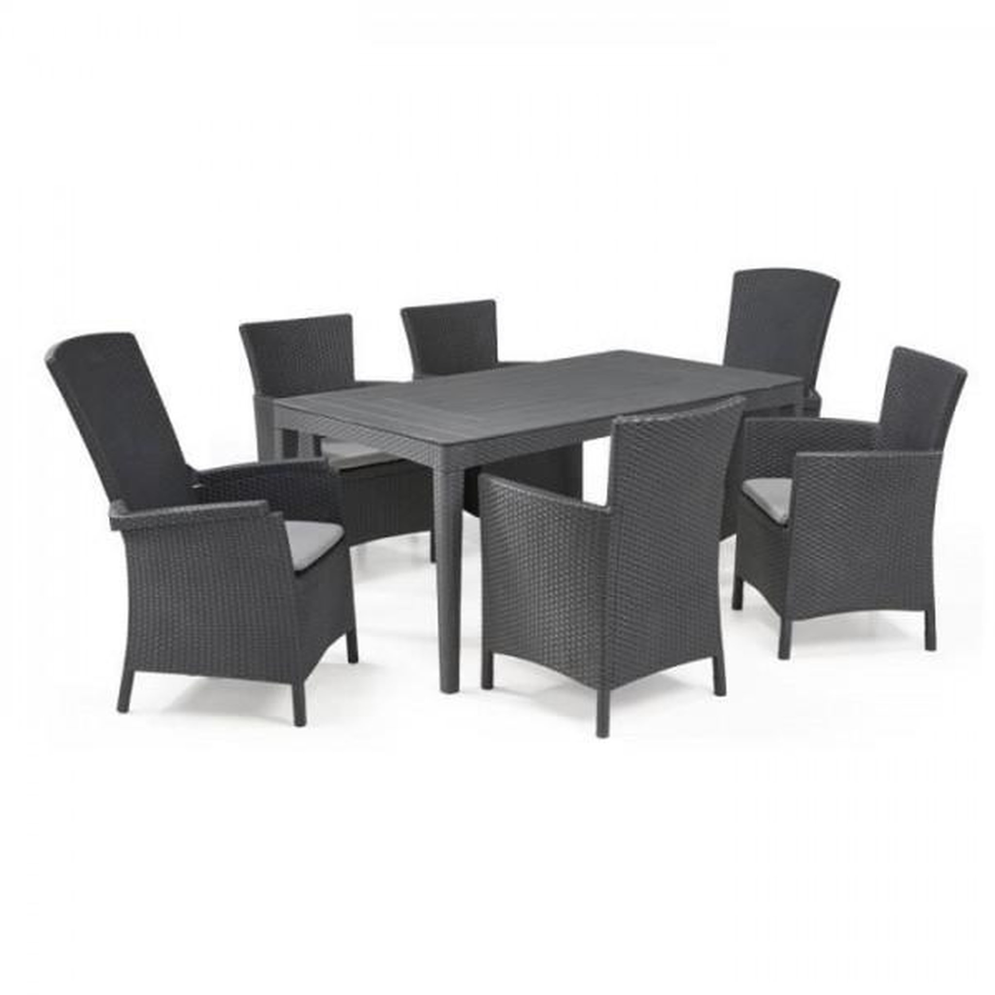 Voir la diapositive 2 : ALLIBERT by KETER Table de jardin - rectangulaire - gris graphite - en résine - 6 personnes - Girona - Allibert by KETER