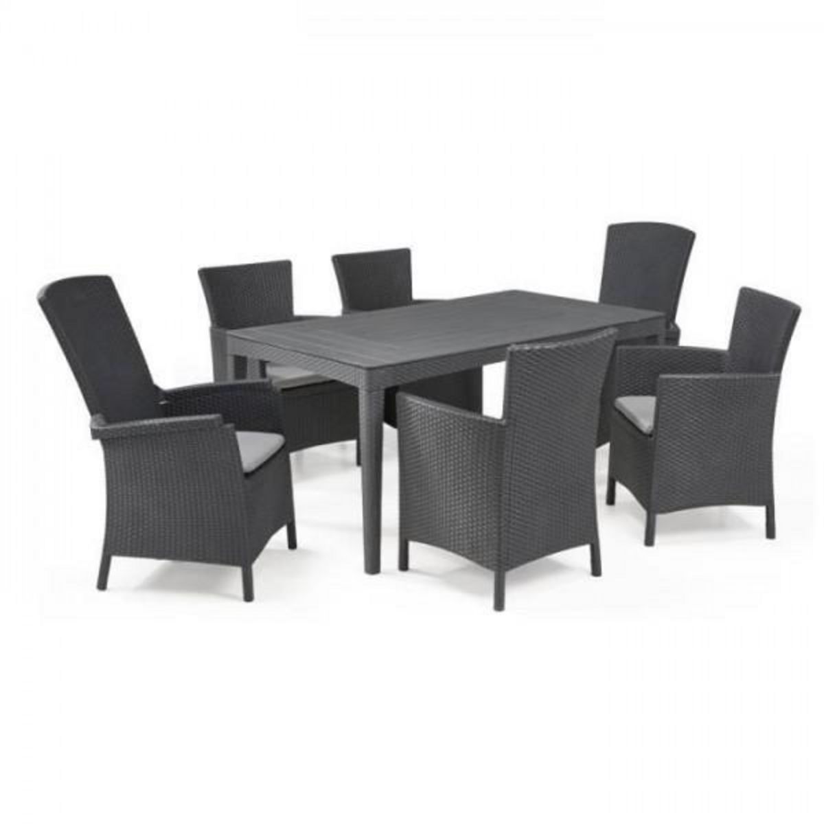 ALLIBERT by KETER Table de jardin - rectangulaire - gris graphite - en résine - 6 personnes - Girona - Allibert by KETER