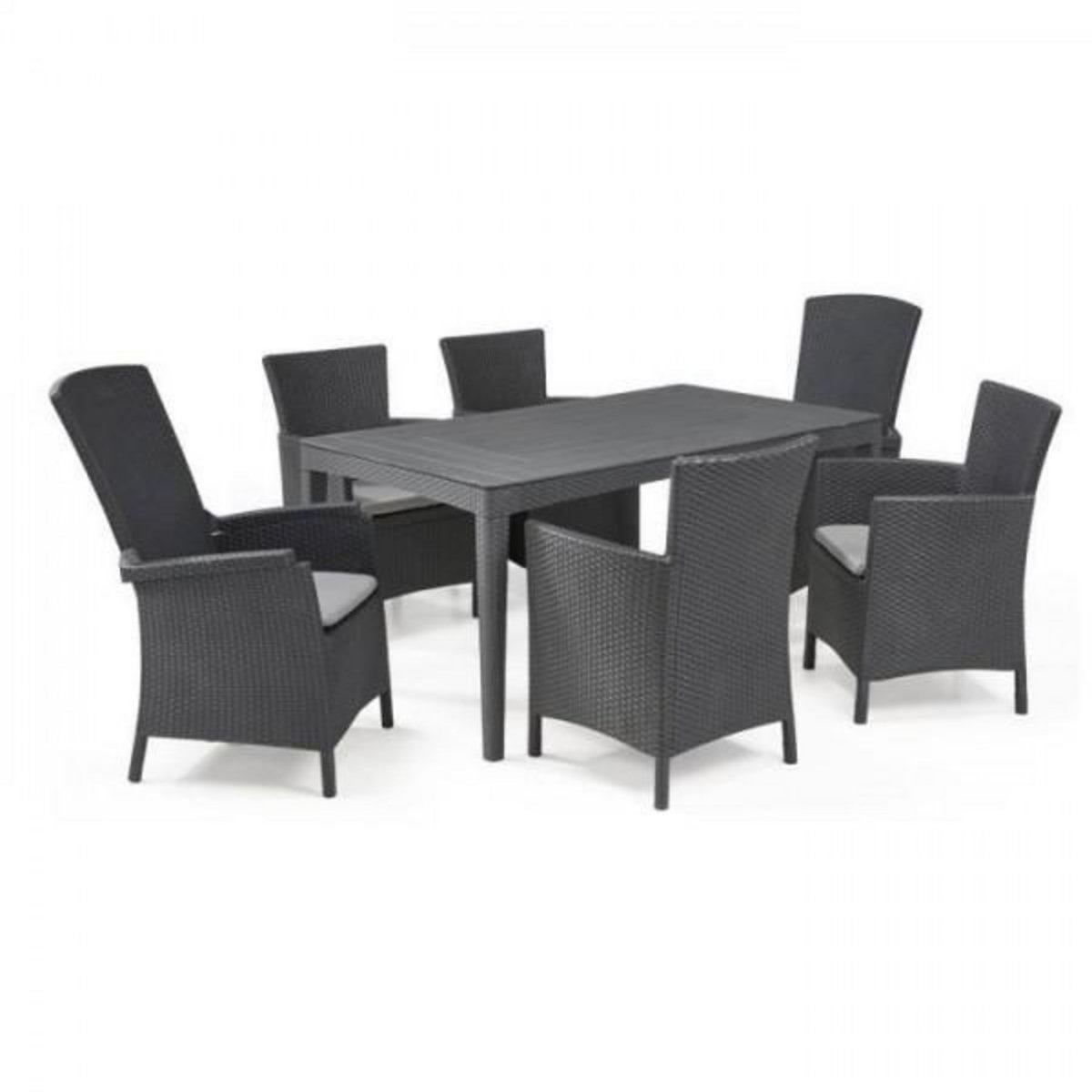 ALLIBERT by KETER Table de jardin - rectangulaire - gris graphite - en résine - 6 personnes - Girona - Allibert by KETER