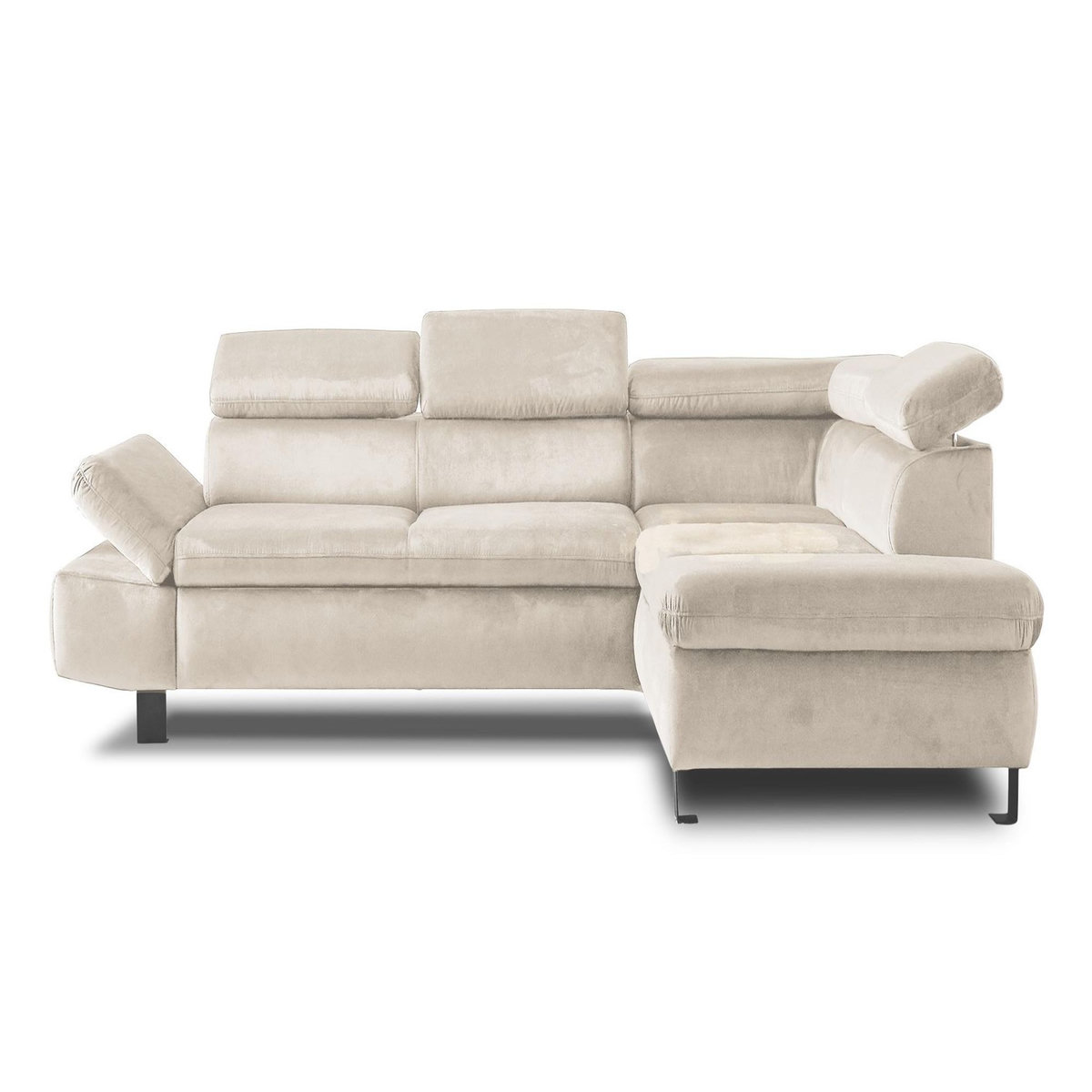 LISA DESIGN Nairobi - canapé d'angle convertible - en velours - 5 places - avec têtières - droit