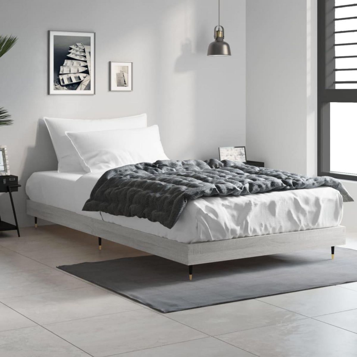 VIDAXL Cadre de lit sans matelas sonoma gris 90x200 cm
