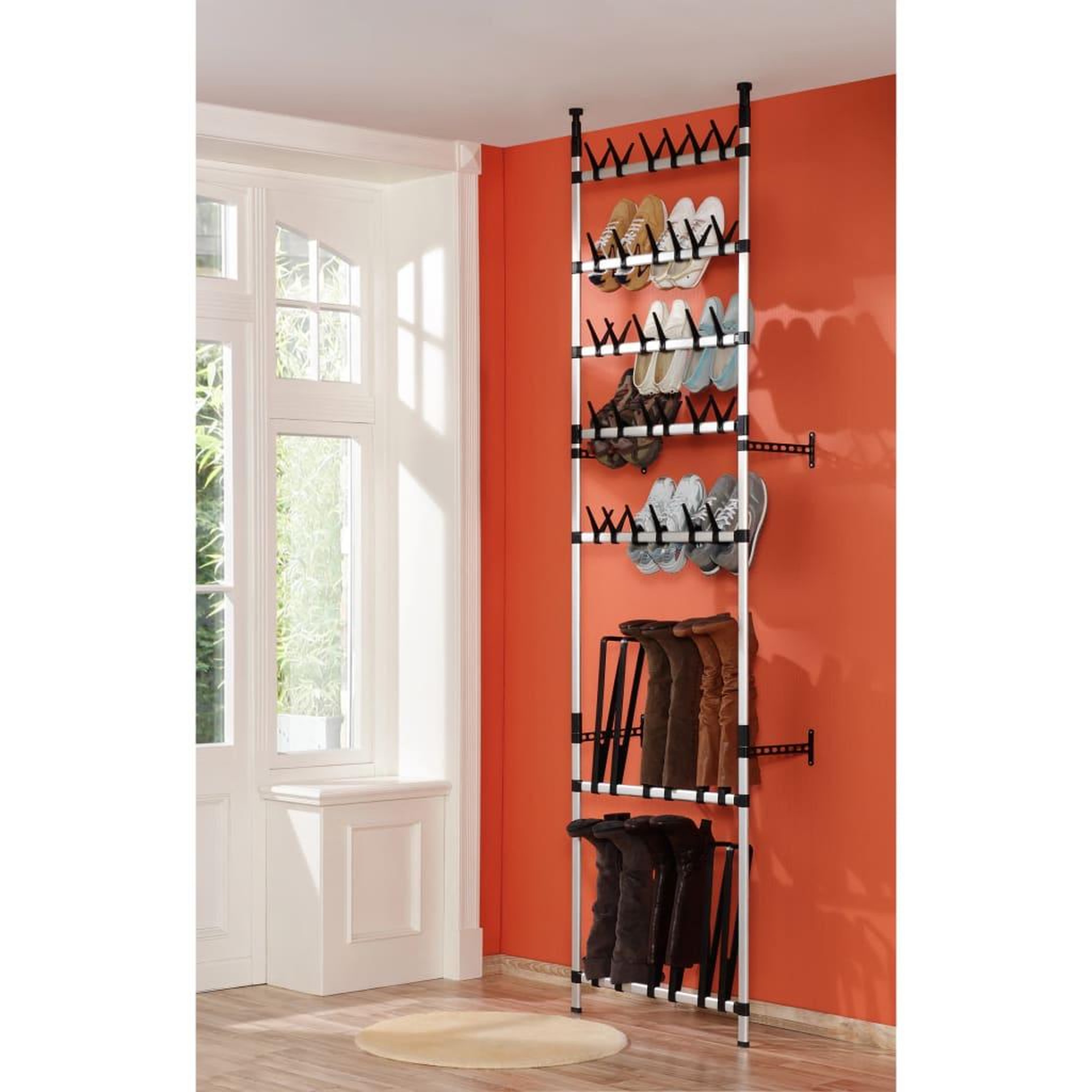 Voir la diapositive 4 : VIDAXL Etagere a chaussures telescopique avec barres Aluminium